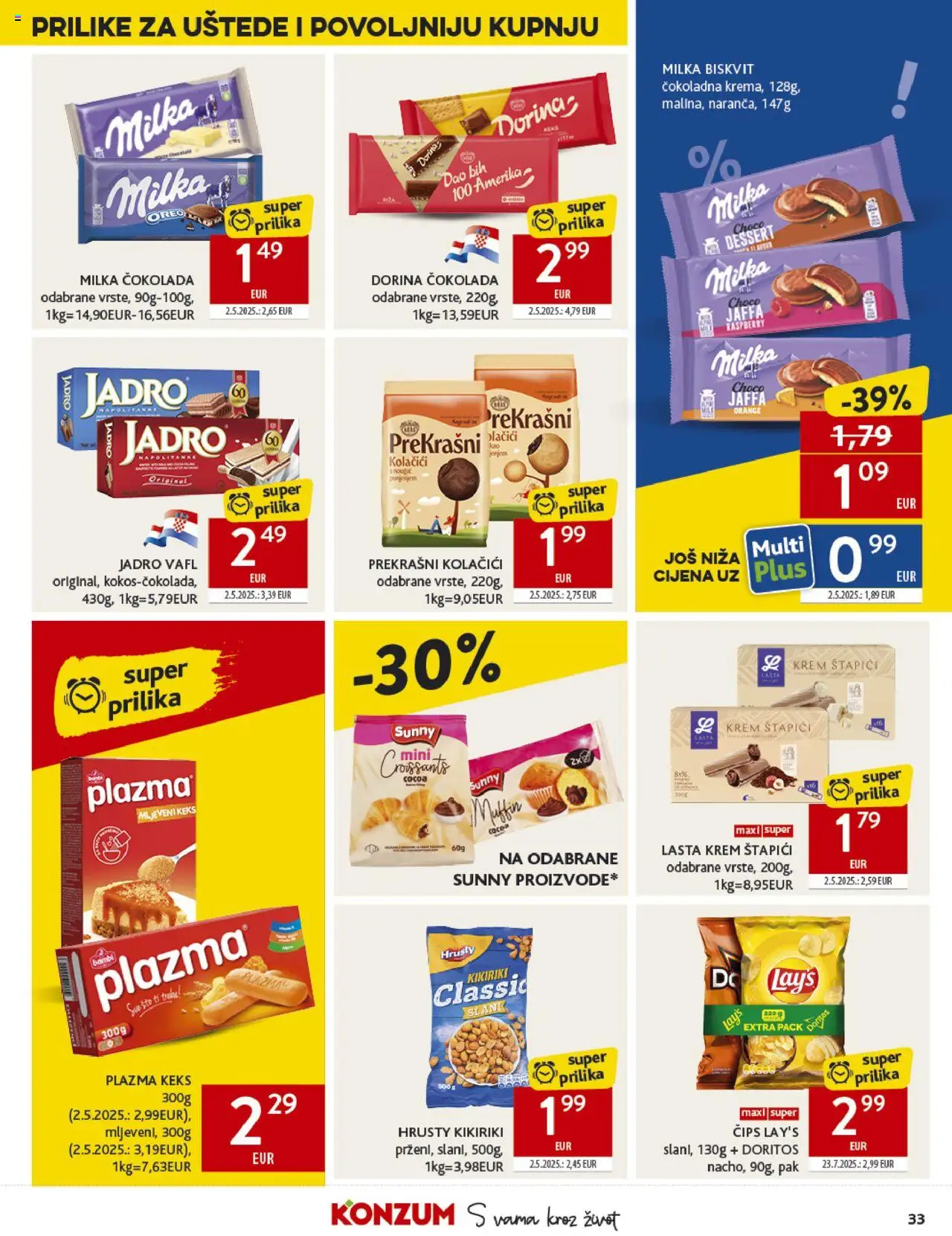 Konzum katalog | vrijedi od 22.10.2025 | Stranica: 33 | Proizvodi: Dorina, Čokolada, Kolačići, Štapići