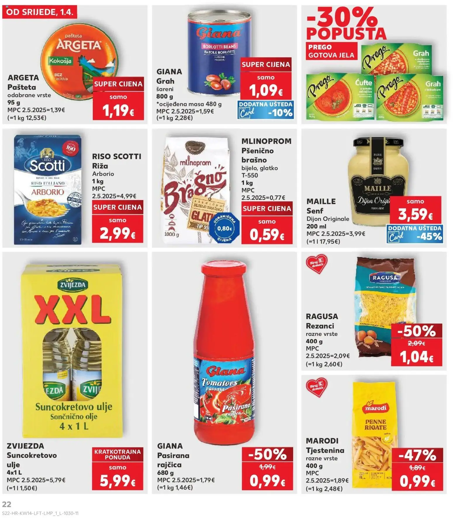 Kaufland katalog | vrijedi od 01.04.2026 | Stranica: 22 | Proizvodi: Suncokretovo ulje, Ulje, Tjestenina, Senf