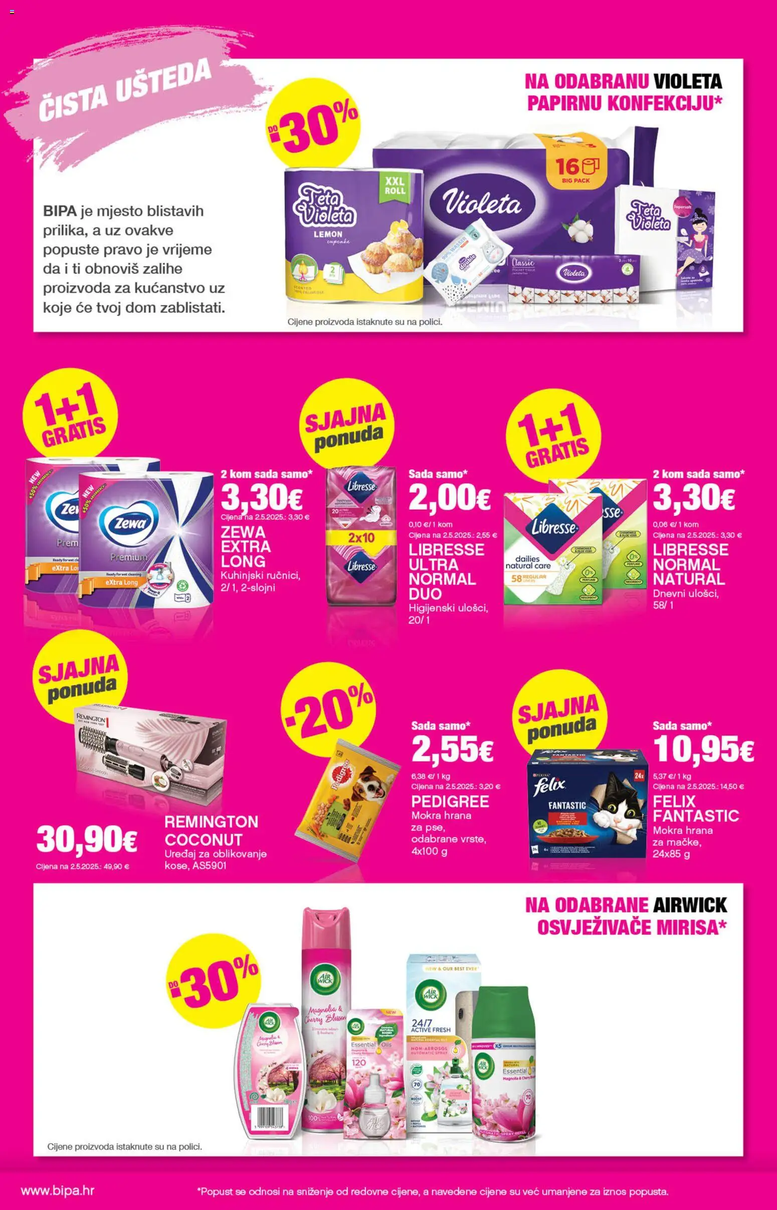 Katalog Bipa katalog | vrijedi od 19.03.2026 | Stranica: 24 | Proizvodi: Dnevni ulošci, Zewa, Violeta, Libresse