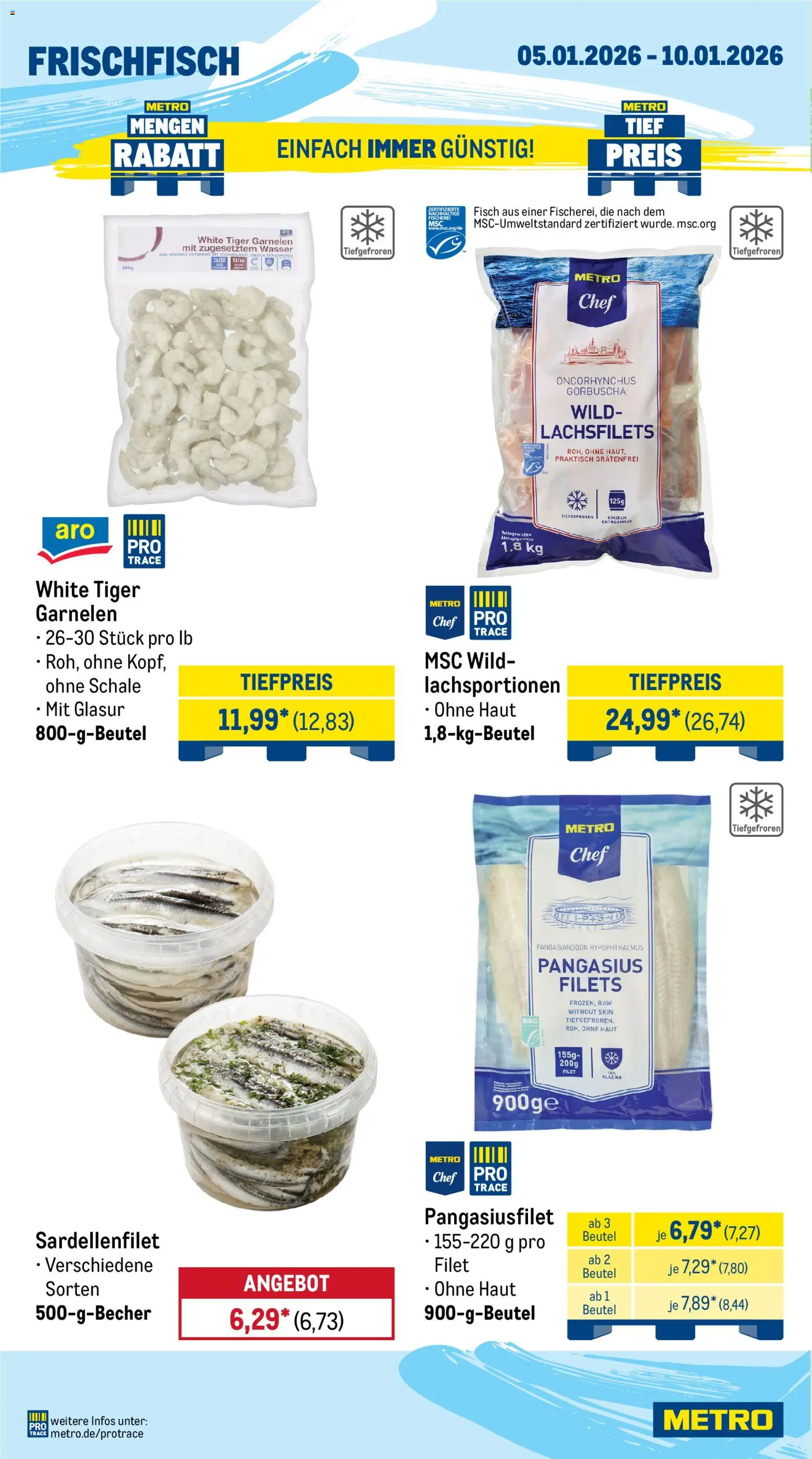 Metro Wochen-Angebote Gastro – gültig ab 05.01.2026 | Seite: 6 | Produkte: Garnelen, Fisch, Wasser, Tiger garnelen