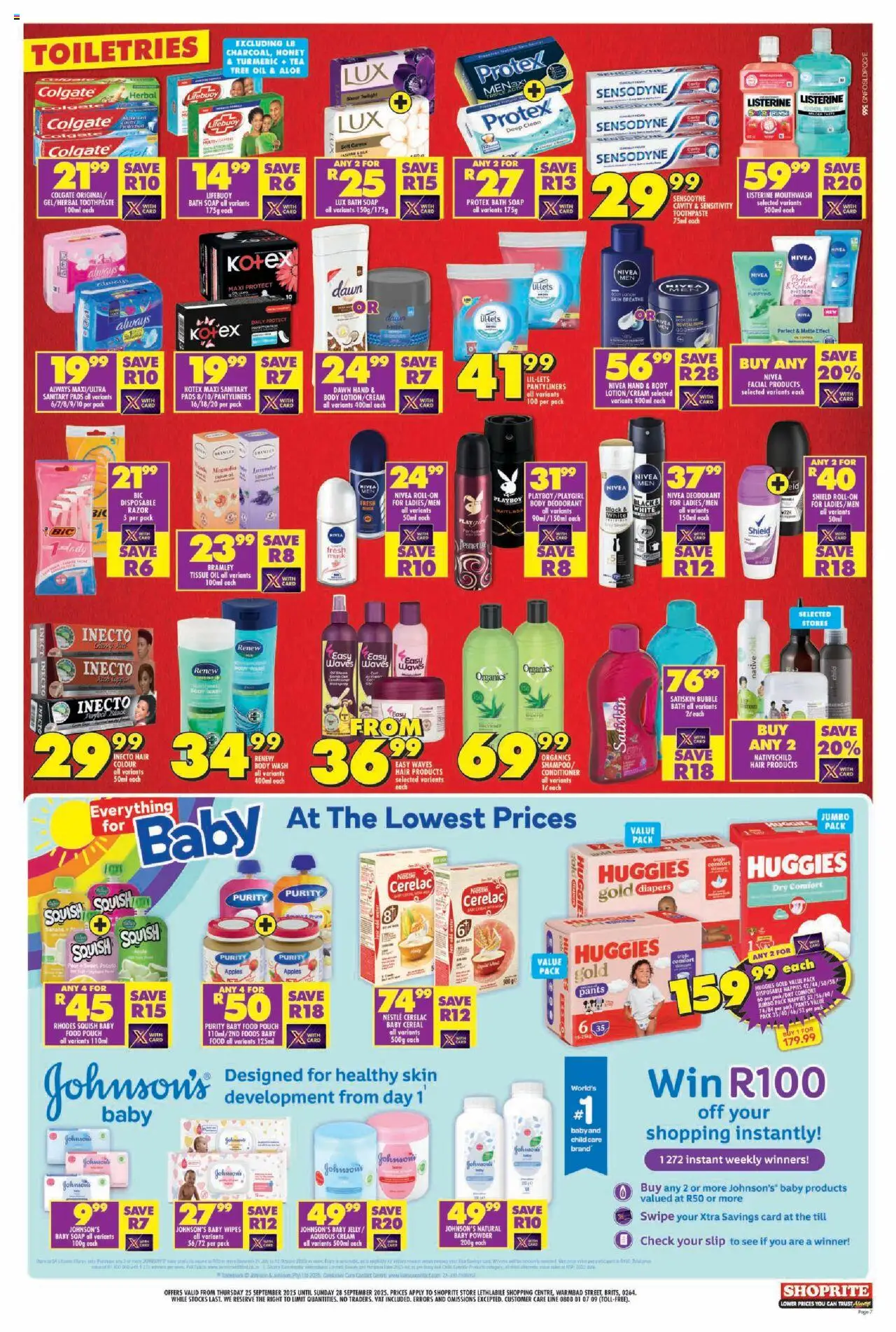 New Shoprite catalogue – valid from 25.09.2025 | Page: 7 | Products: Hair colour, Oil, Body wash, Nappies