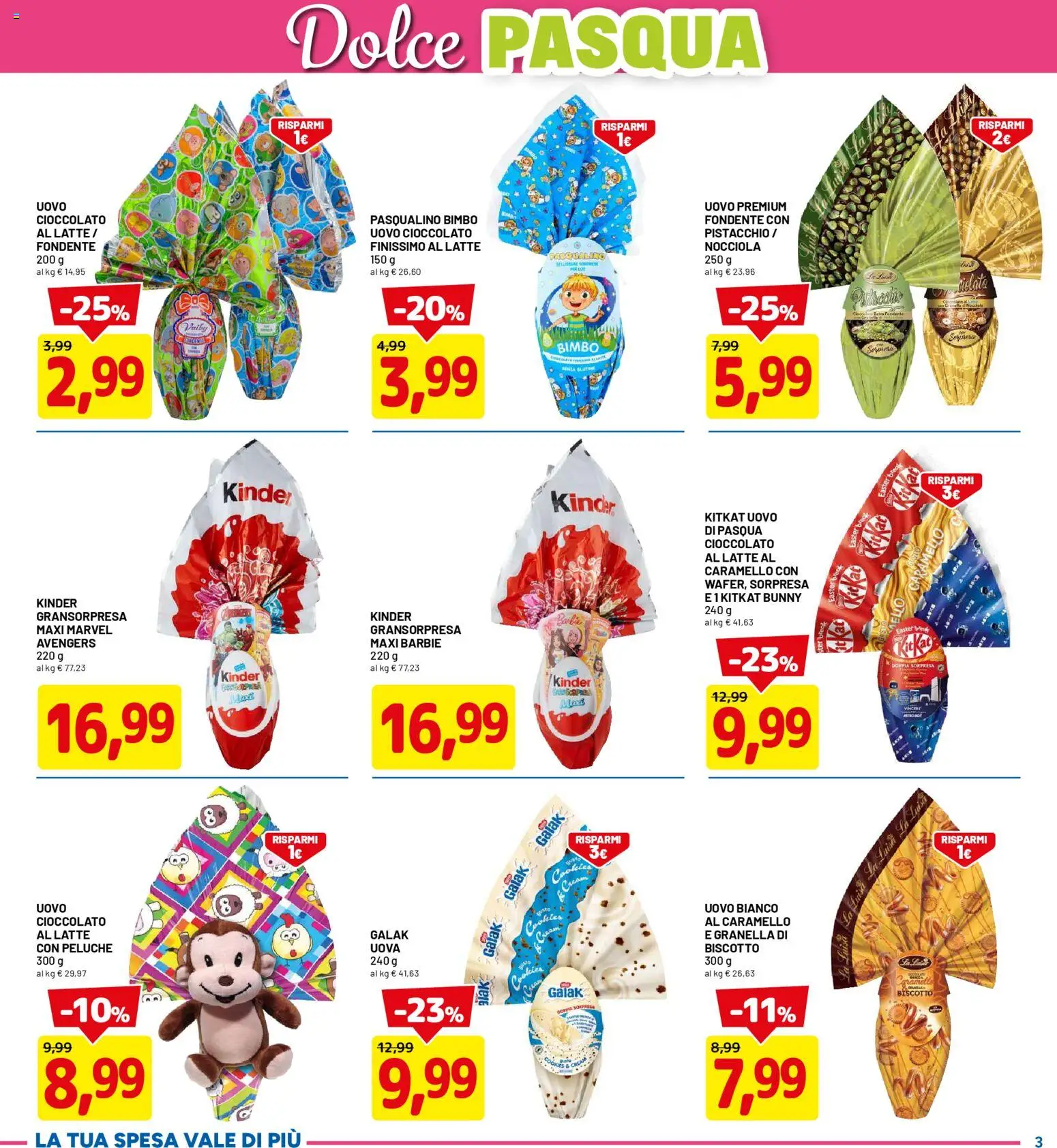 Volantino D Più del 26.03.2026 | Pagina: 3 | Prodotti: Peluche, Uova, Cioccolato, Menta