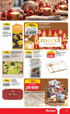Auchan - Karácsonyi prémium élelmiszer hipermarket ajánlataink - amely érvényes a következő dátumtól: 20.11.2025 | Oldal: 25 | Termékek: Pisztácia, Kosár, Csokoládé