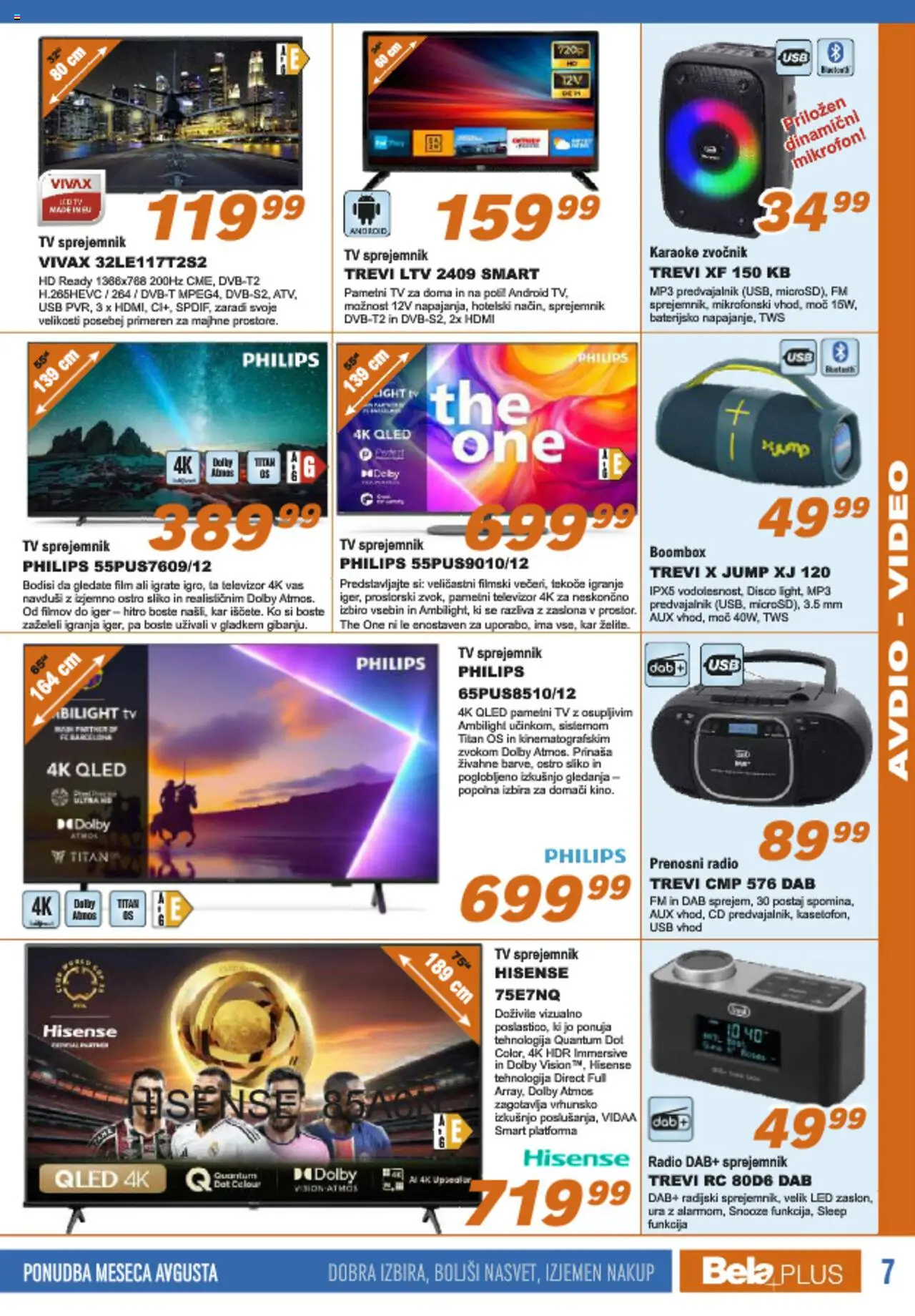Bela plus katalog │ velja od 18.08.2025 | Stran: 7 | Izdelki: Televizor, Tv, Predvajalnik, Zvocnik
