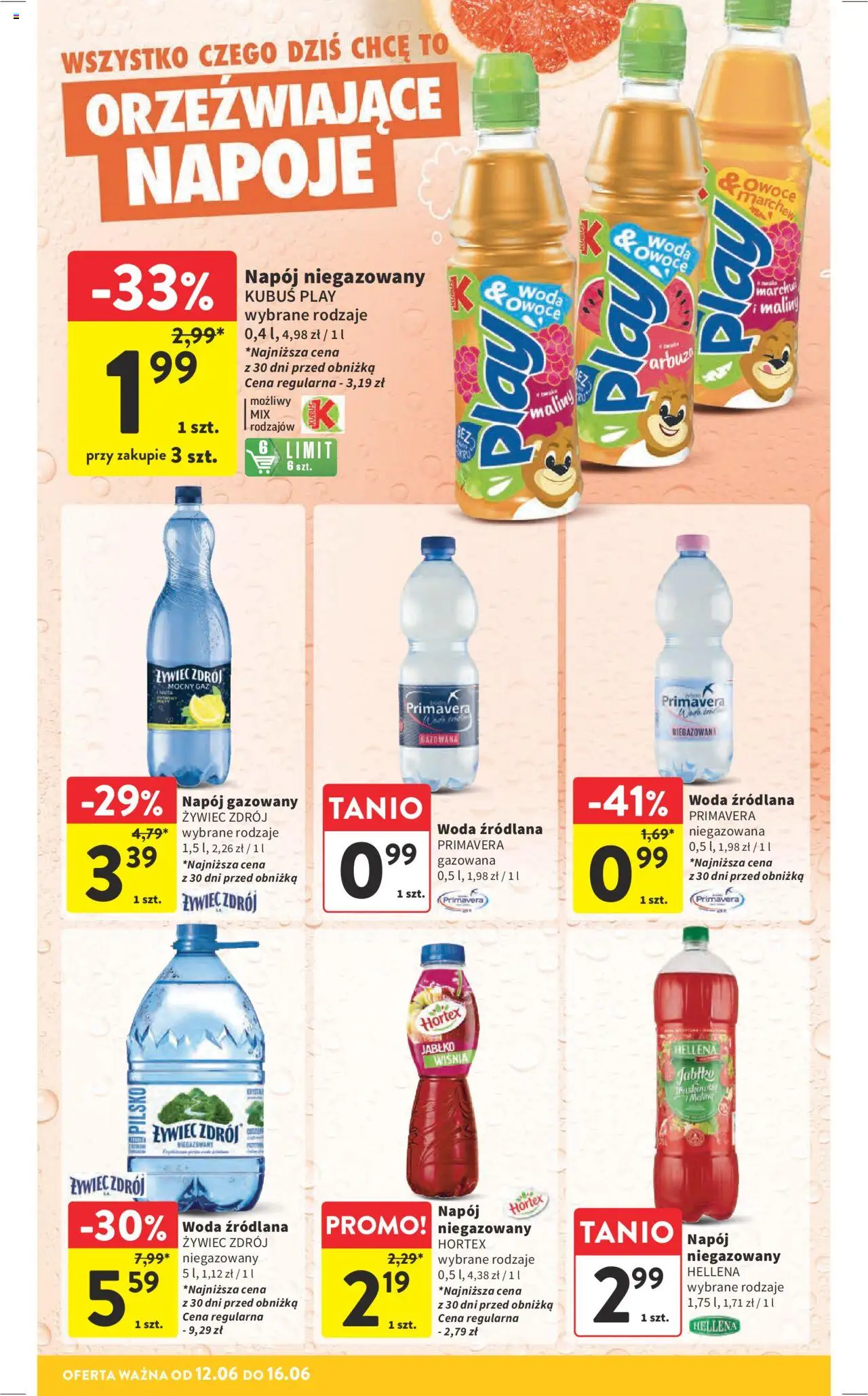 Intermarche Gazetka od 12.06.2025 | Strona: 34 | Produkty: Napoje, Woda źródlana, Woda, Owoce
