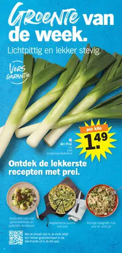 Gestoofde prei met gehaktballetjes en gekookte aardappel, Stewed leek with meatballs and boiled potatoes recipe. - Voorbeeld van een folder van Albert Heijn, geldig van 16.02.2026 | Pagina: 4