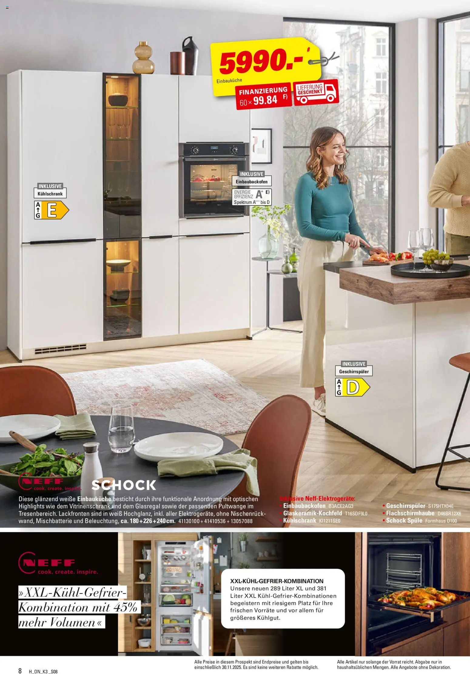 Höffner Küchen Power  – gültig ab 12.11.2025 | Seite: 8 | Produkte: Neff, Einbauküche, Vitrinenschrank, Kühlschrank