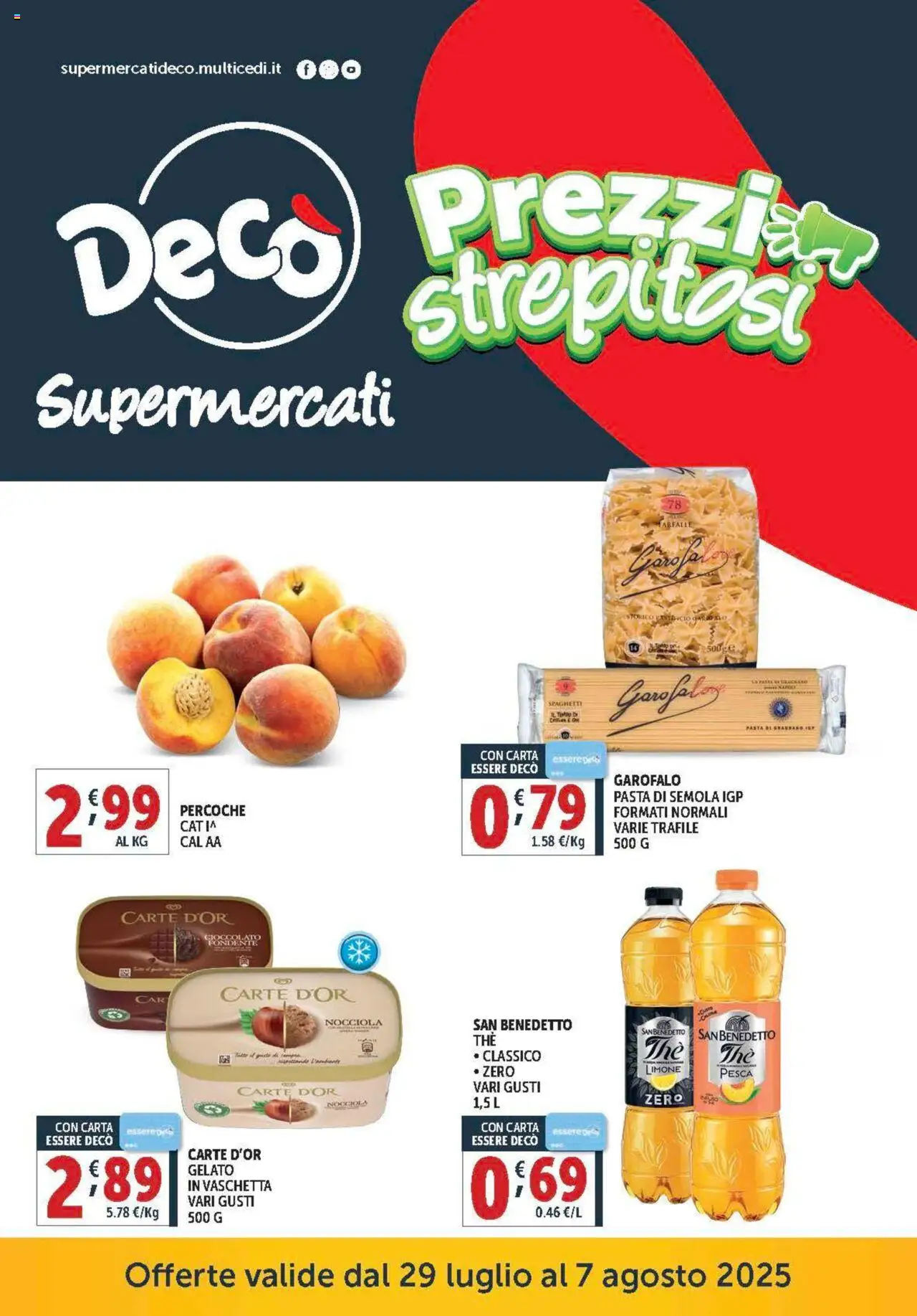 Volantino Decò del 29.07.2025 | Pagina: 1 | Prodotti: Cioccolato, Gelato, Limone, Pasta
