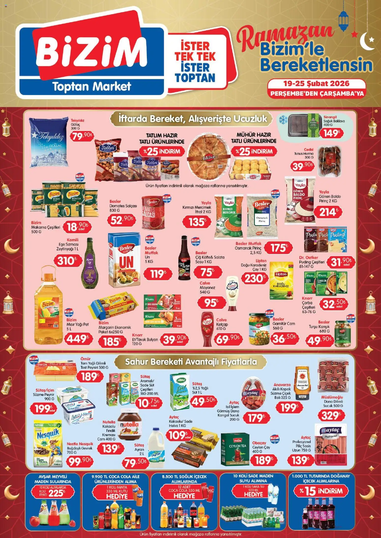Bizim Toptan Katalog - 19.02.2026 tarihinden itibaren geçerlidir | Sayfa: 1 | Ürünler: Pirinç, Piliç, Mısır, Fanta