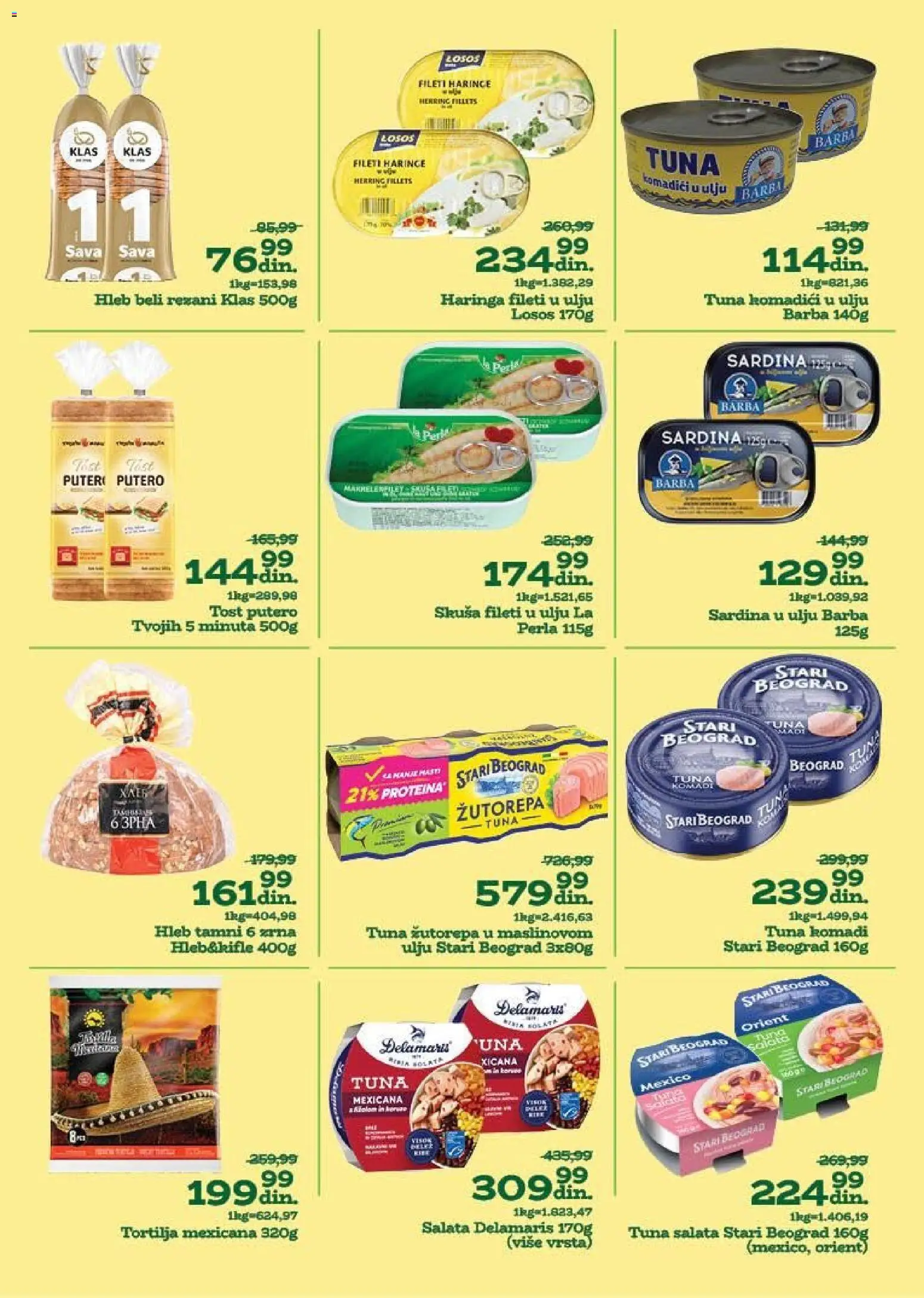 Univerexport katalog - važi od 08.12.2025 | Strana: 10 | Proizvode: Tortilja, Skuša, Losos, Hleb