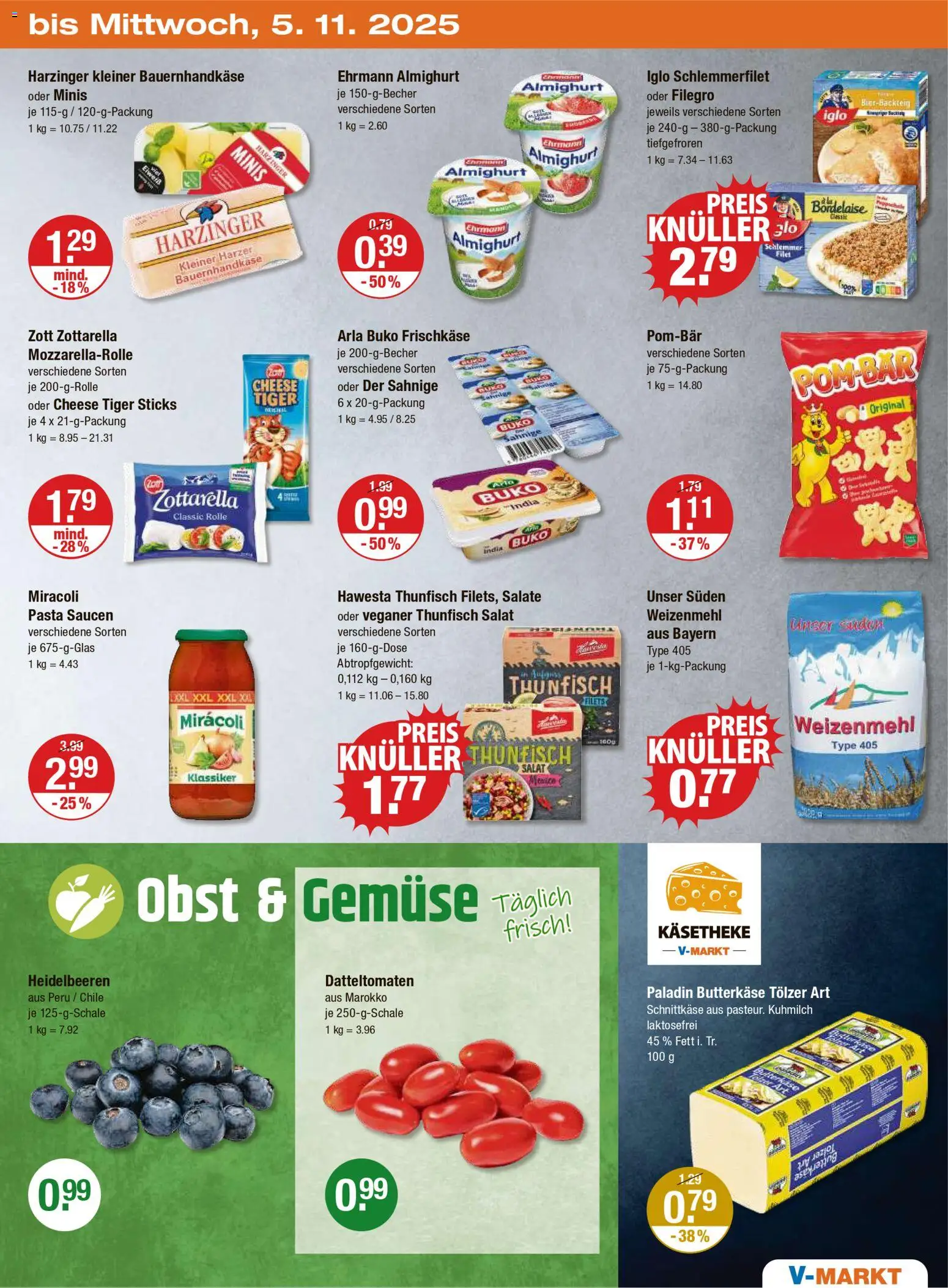 V-Markt - Schwaben / Oberbayern – gültig ab 30.10.2025 | Seite: 23 | Produkte: Ehrmann almighurt, Thunfisch, Heidelbeeren, Gemüse