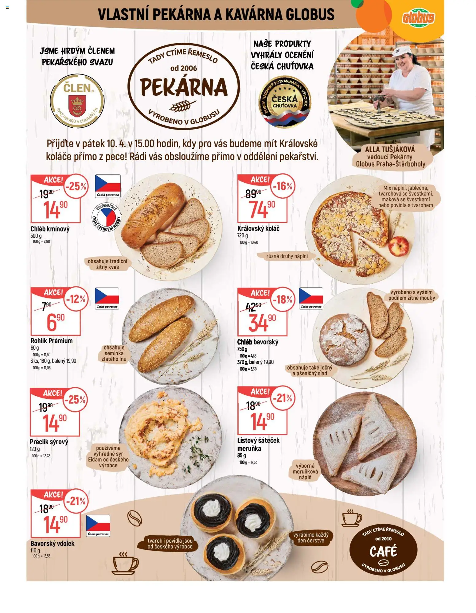 Globus leták - Praha-Štěrboholy od 08.04.2026 | Strana: 6 | Produkty: Globus, Chléb, Rohlík, Povidla