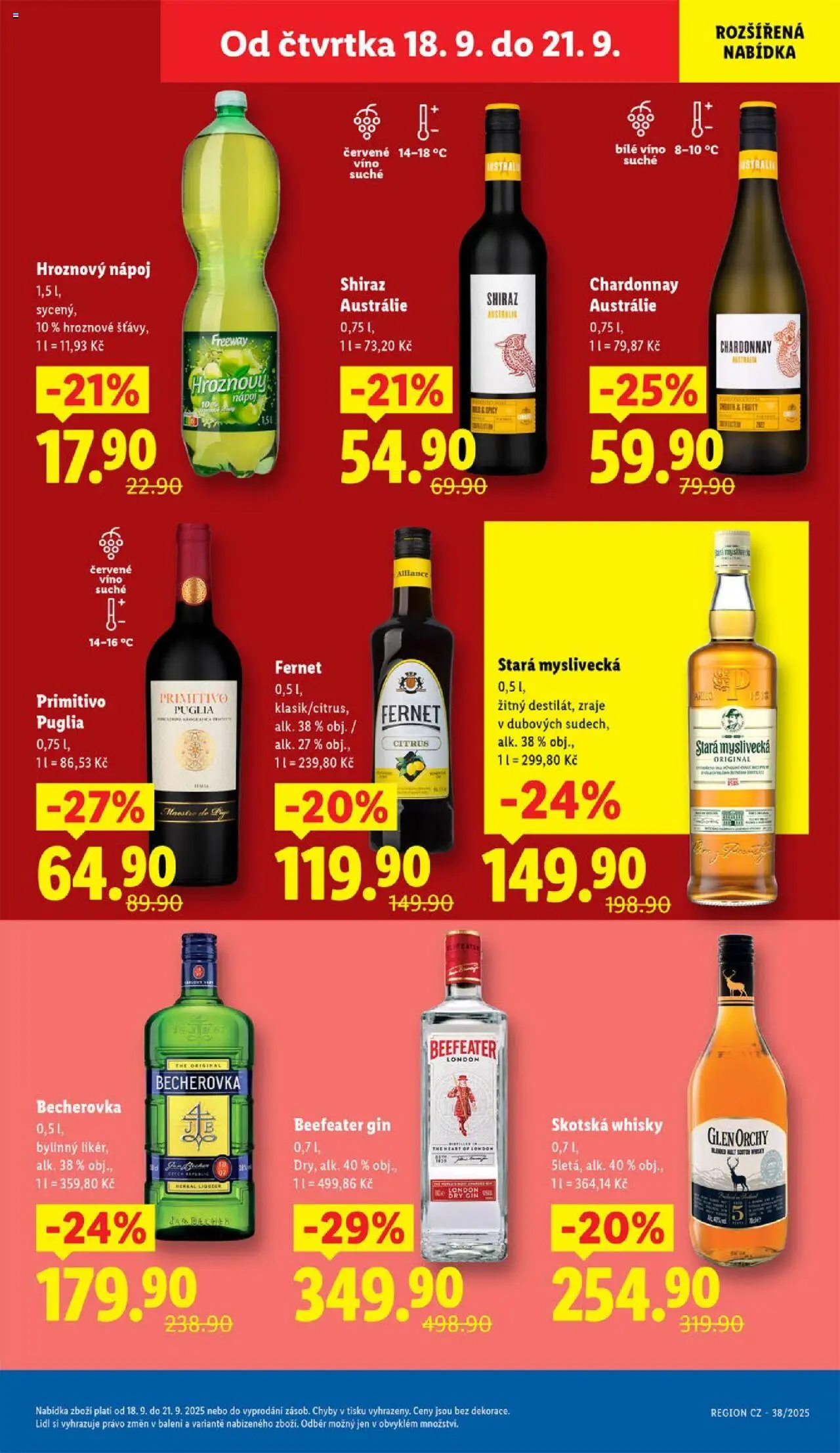 Lidl leták od 18.09.2025 | Strana: 27 | Produkty: Primitivo Puglia, Červené víno, Stará myslivecká, Dry gin