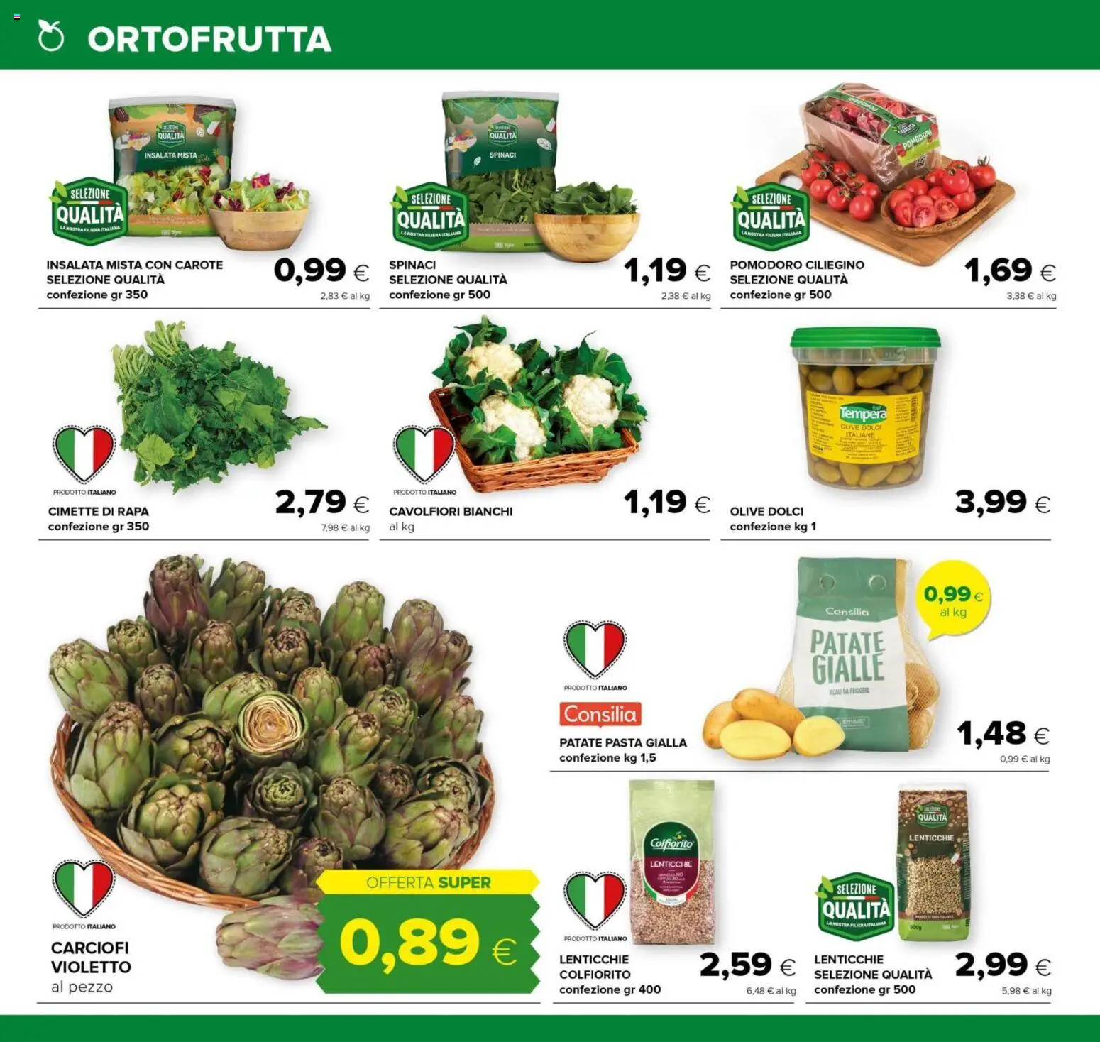 Volantino Oasi del 16.12.2025 | Pagina: 4 | Prodotti: Pomodoro, Carote, Olive, Cimette di rapa
