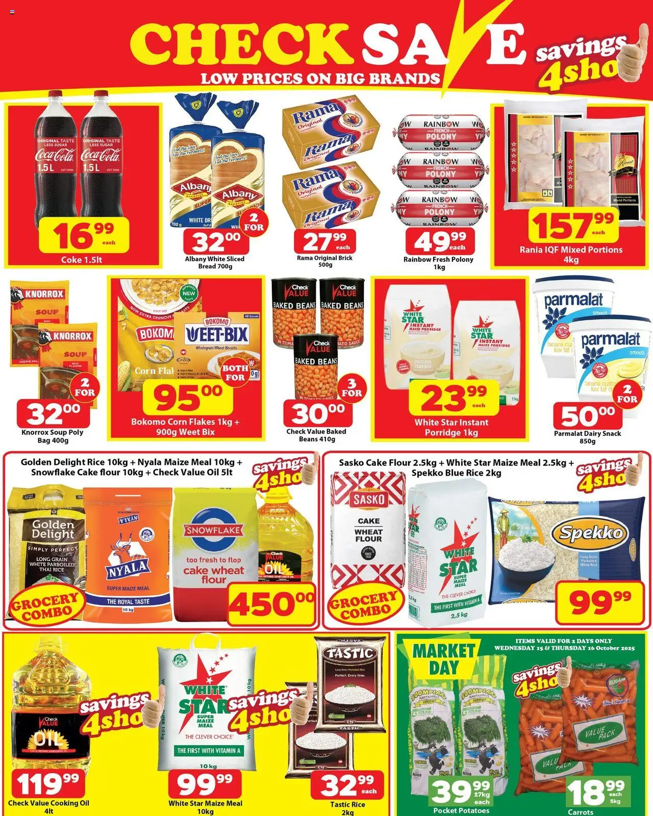 New Check Save catalogue – valid from 15.10.2025 | Page: 2 | Products: Corn, Bag, Coke, Maize meal