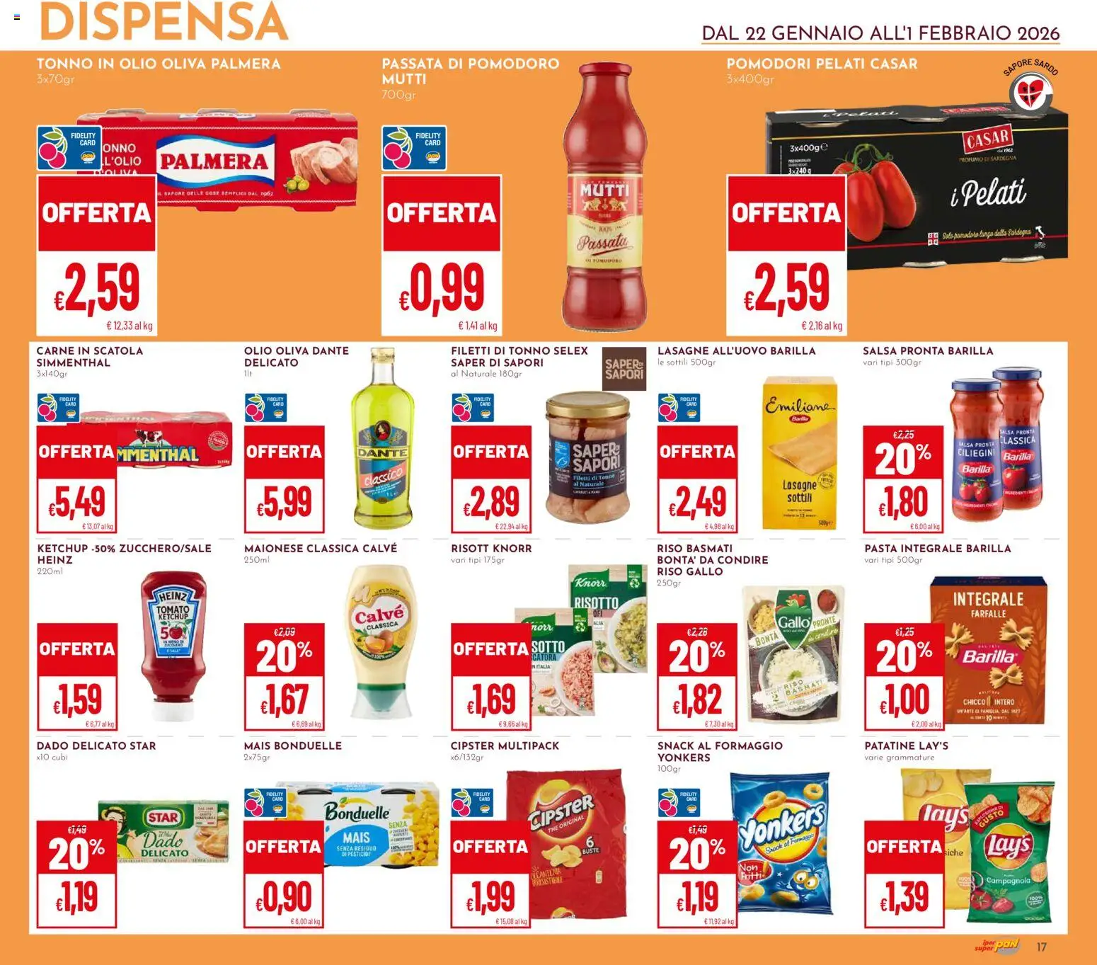 Volantino Pan del 22.01.2026 | Pagina: 17 | Prodotti: Patatine, Pomodoro, Mutti, Profumo