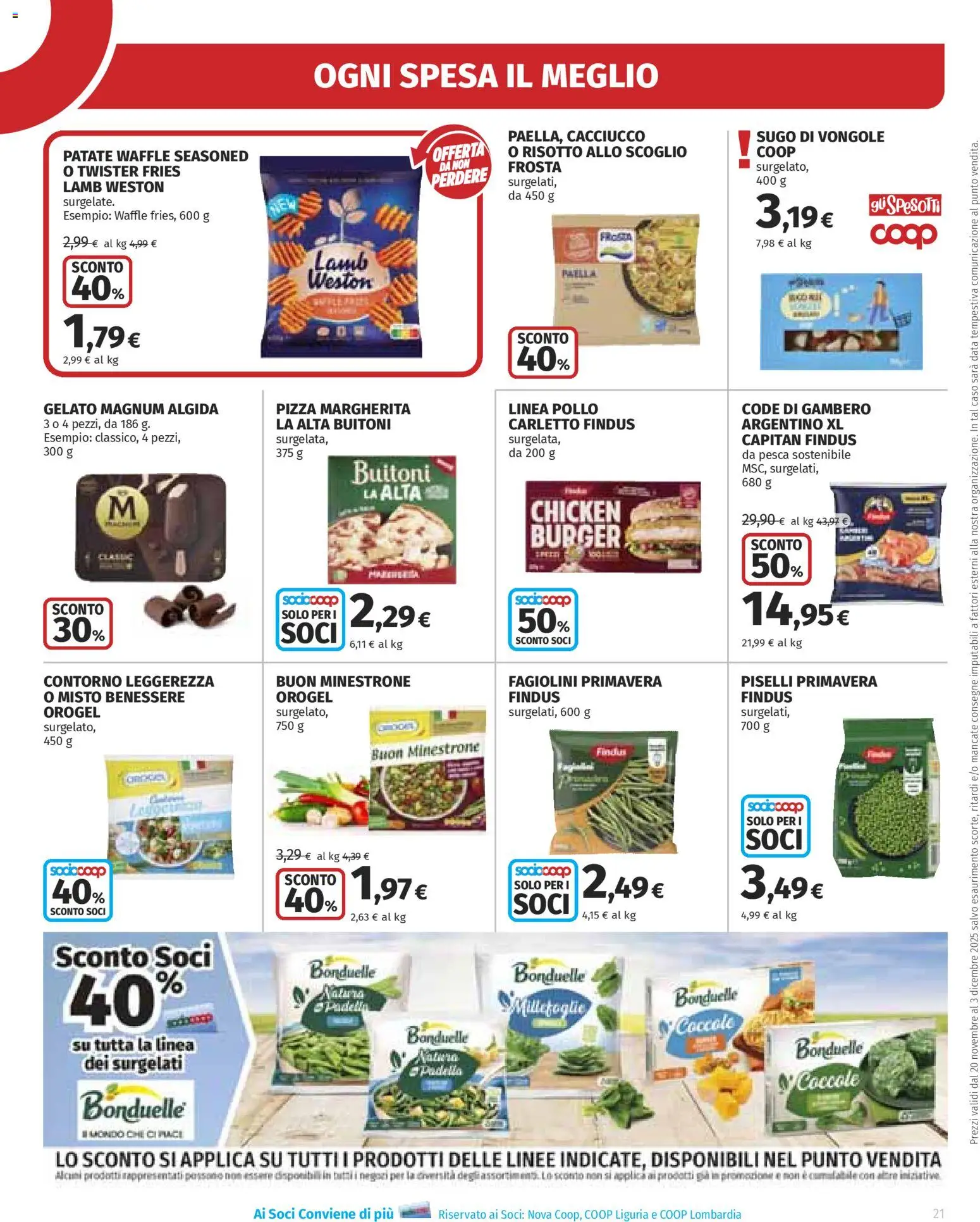 Volantino Ipercoop del 20.11.2025 | Pagina: 21 | Prodotti: Minestrone, Vongole, Piselli, Fagiolini