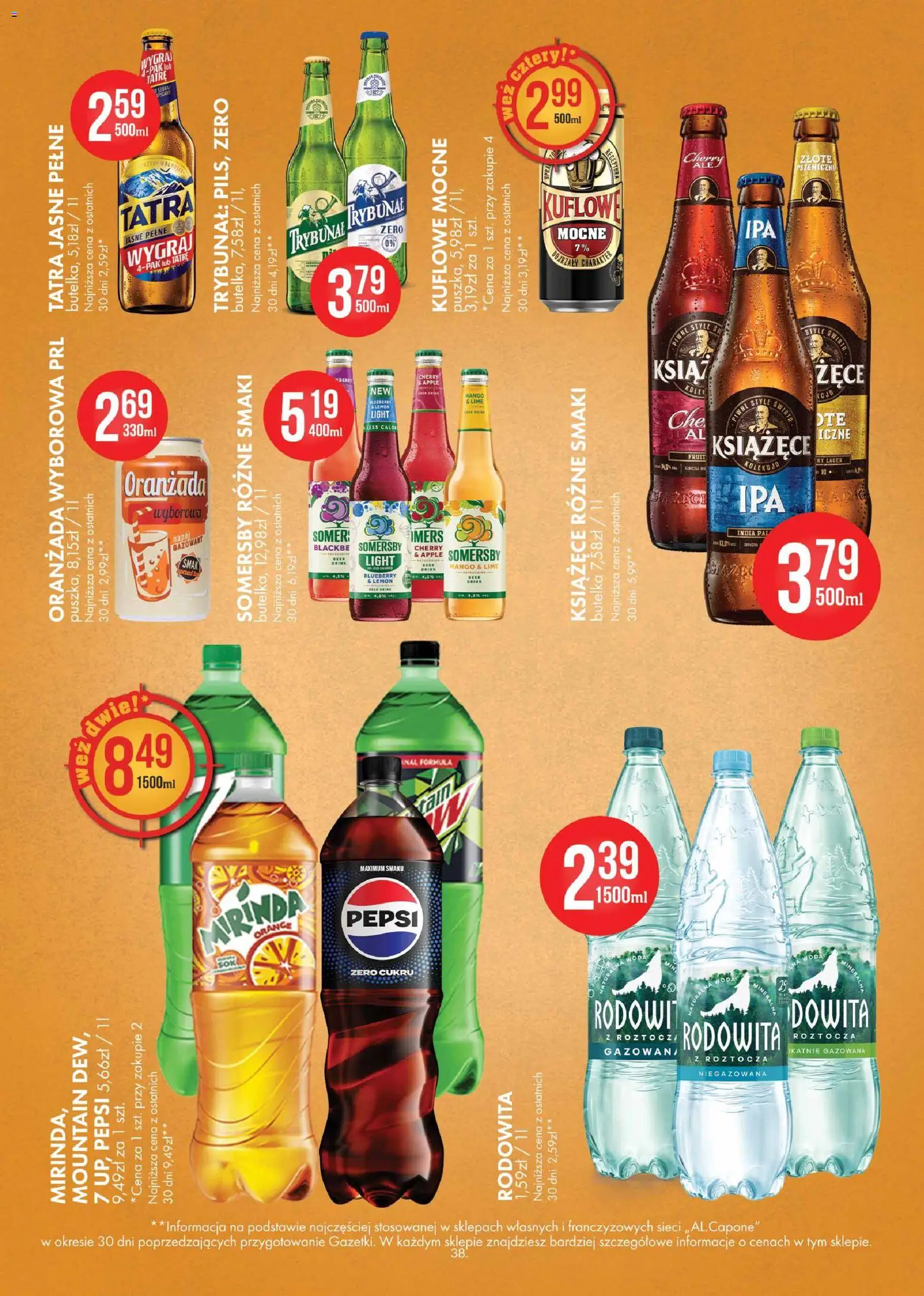 Al.Capone gazetka od 09.03.2026 | Strona: 38 | Produkty: Mango, Pepsi, Somersby