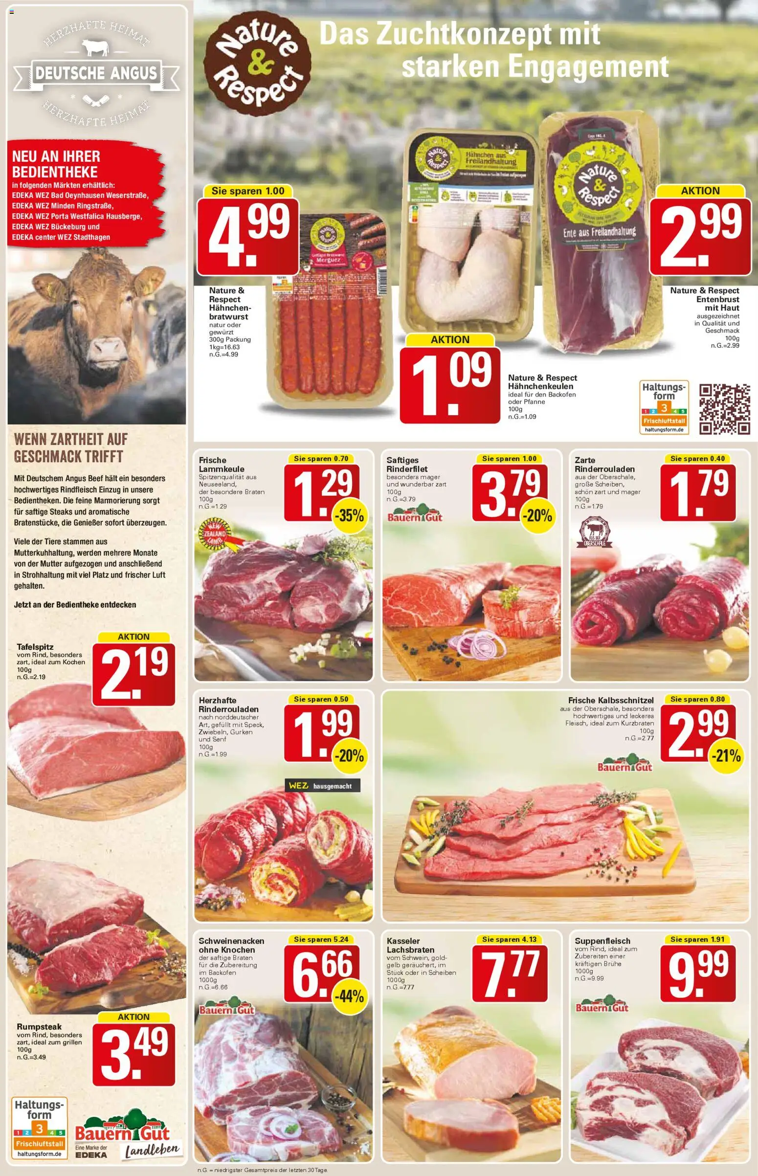 WEZ Prospekt 	 – gültig ab 30.03.2026 | Seite: 4 | Produkte: Rinderrouladen, Hahnchen, Bad, Suppenfleisch