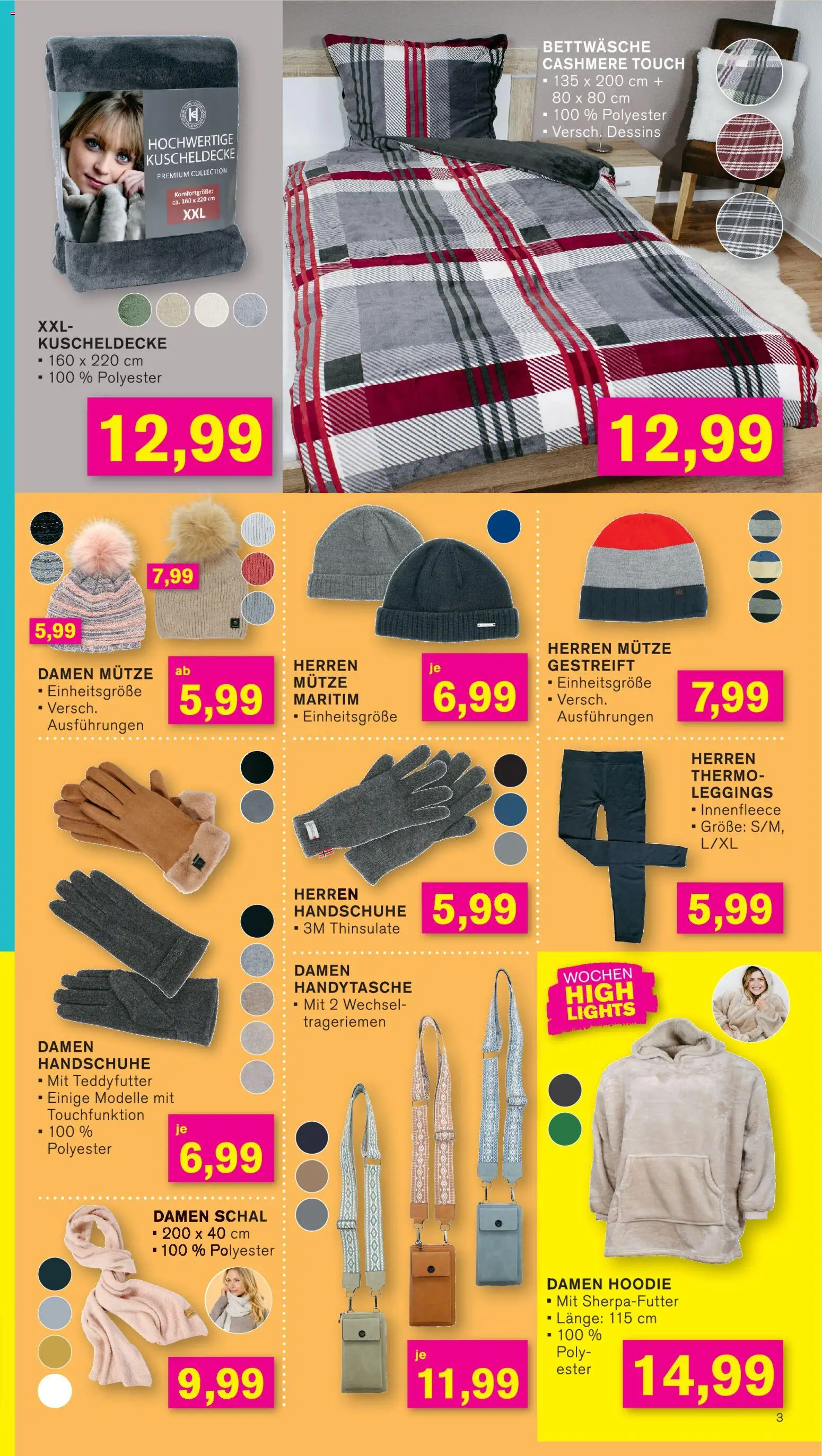 KODi Prospekt 	 – gültig ab 27.10.2025 | Seite: 3 | Produkte: Bettwäsche, Leggings, Schal, Handschuhe