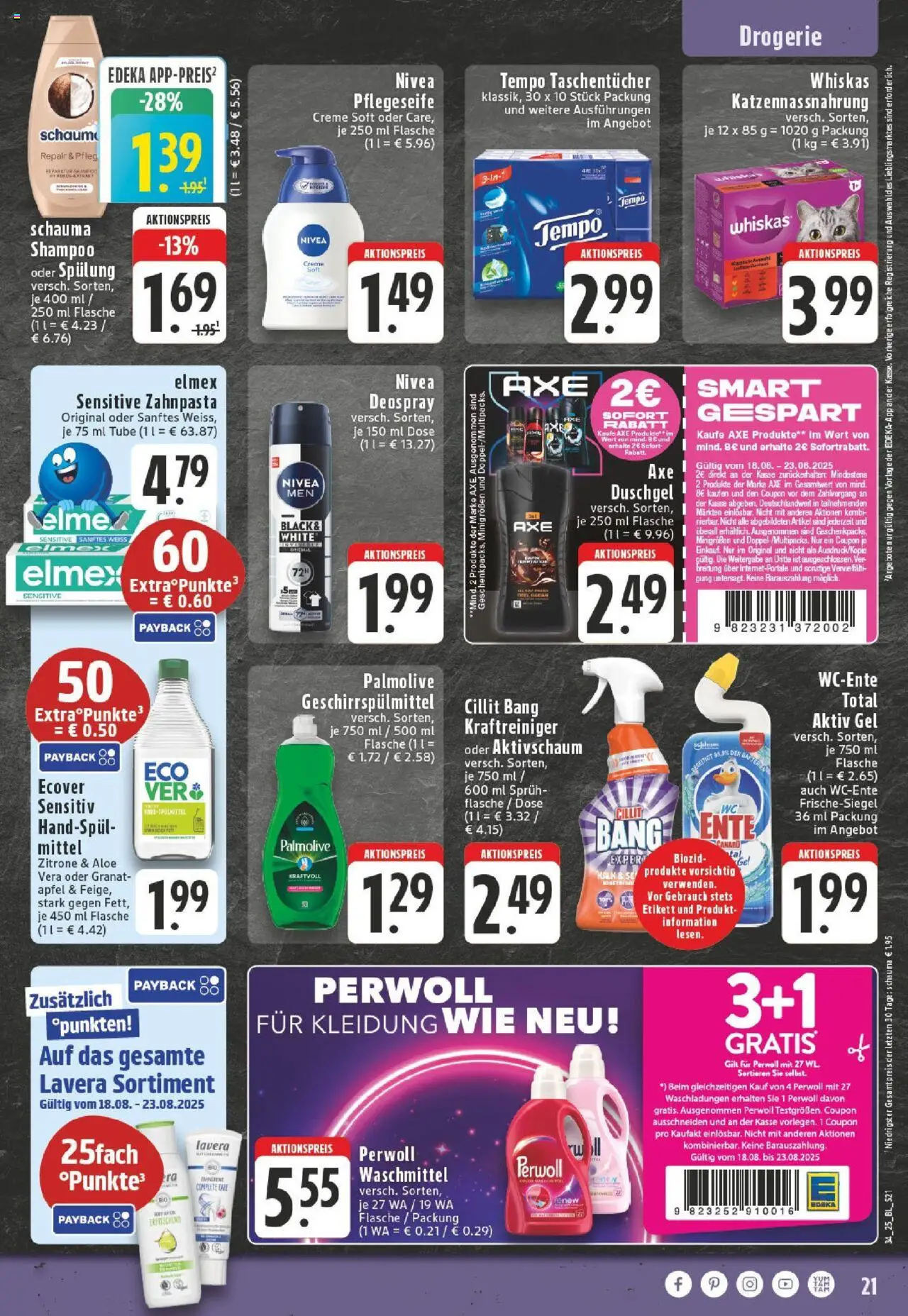 Edeka Prospekt 	 - gültig ab dem 18.08.2025 | Seite: 21 | Produkte: Spülung, Axe, Tempo, Deospray