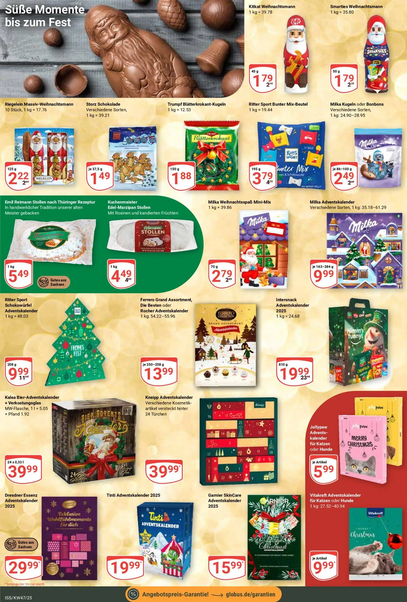 Globus Prospekt 	 – gültig ab 17.11.2025 | Seite: 14 | Produkte: Bier, Ritter sport, Milka, Rosinen