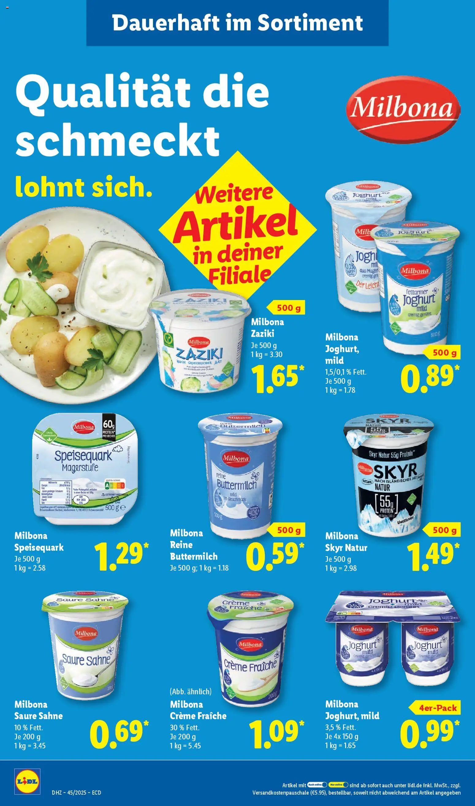 Lidl - Prospekt – gültig ab 03.11.2025 | Seite: 10 | Produkte: Buttermilch, Joghurt, Tür, Sahne