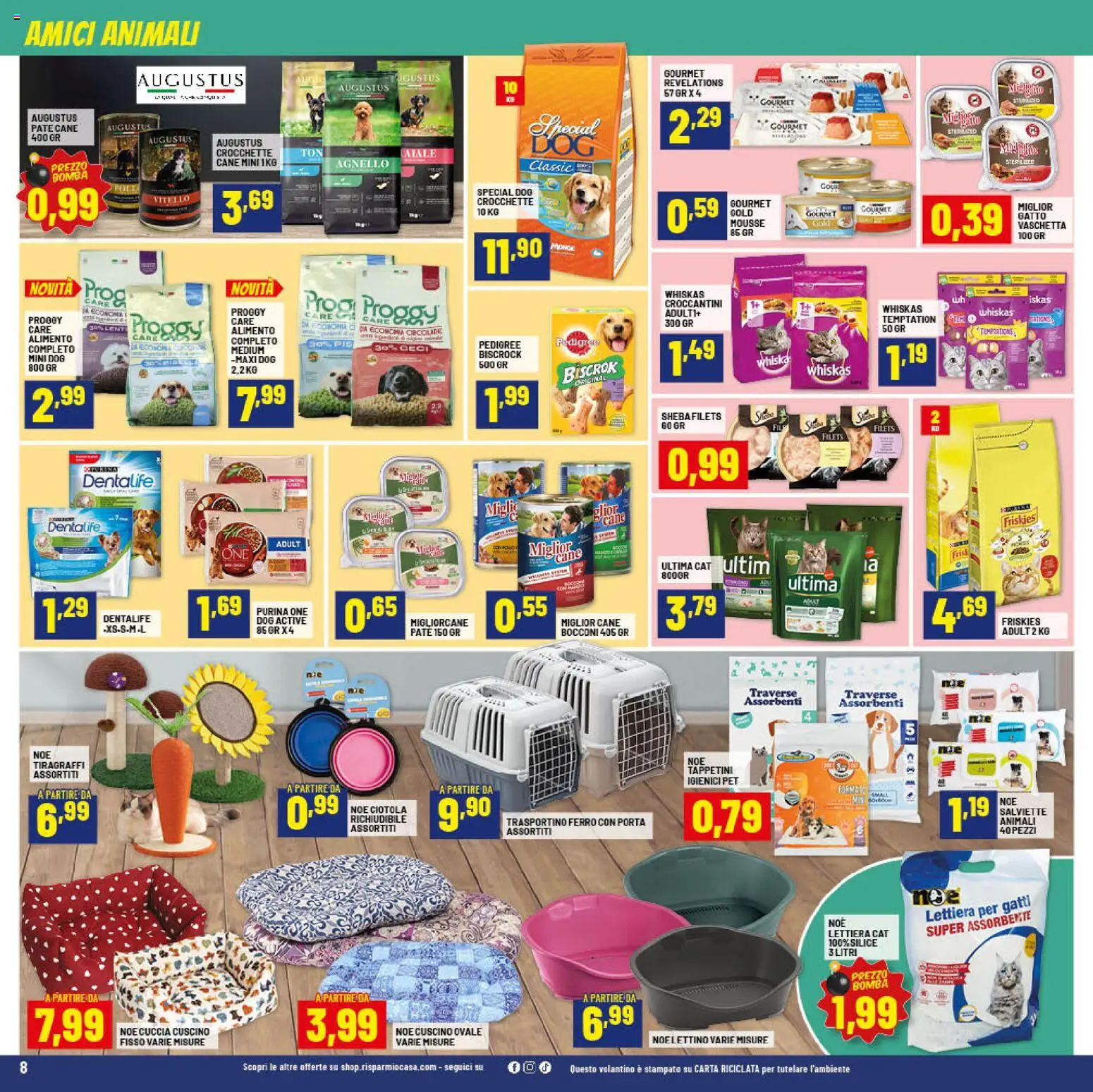 Volantino RisparmioCasa del 26.03.2026 | Pagina: 8 | Prodotti: Lettiera per gatti, Vitello, Agnello, Cuscino