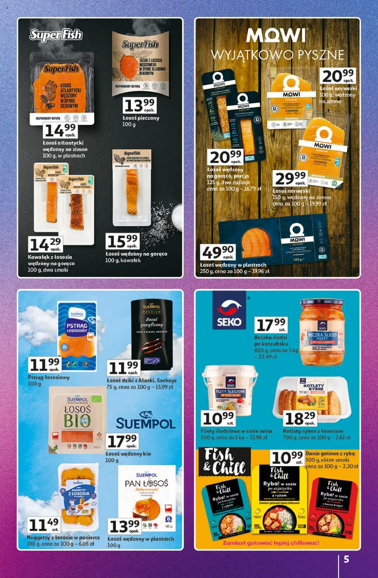 Auchan Gazetka - Znane Marki Duży Wybór Hipermarket od 12.06.2025 | Strona: 5 | Produkty: Kasza, Łosoś wędzony, Łosoś atlantycki, Pstrąg