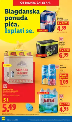 RED BULL Energetski napitak, Energetski napitak 4 x 0.25 l - Pregled kataloga iz trgovine Lidl, vrijedi od 30.03.2026 | Stranica: 66 | Proizvodi: Mineralna voda, Jabuke, Voda, Limun