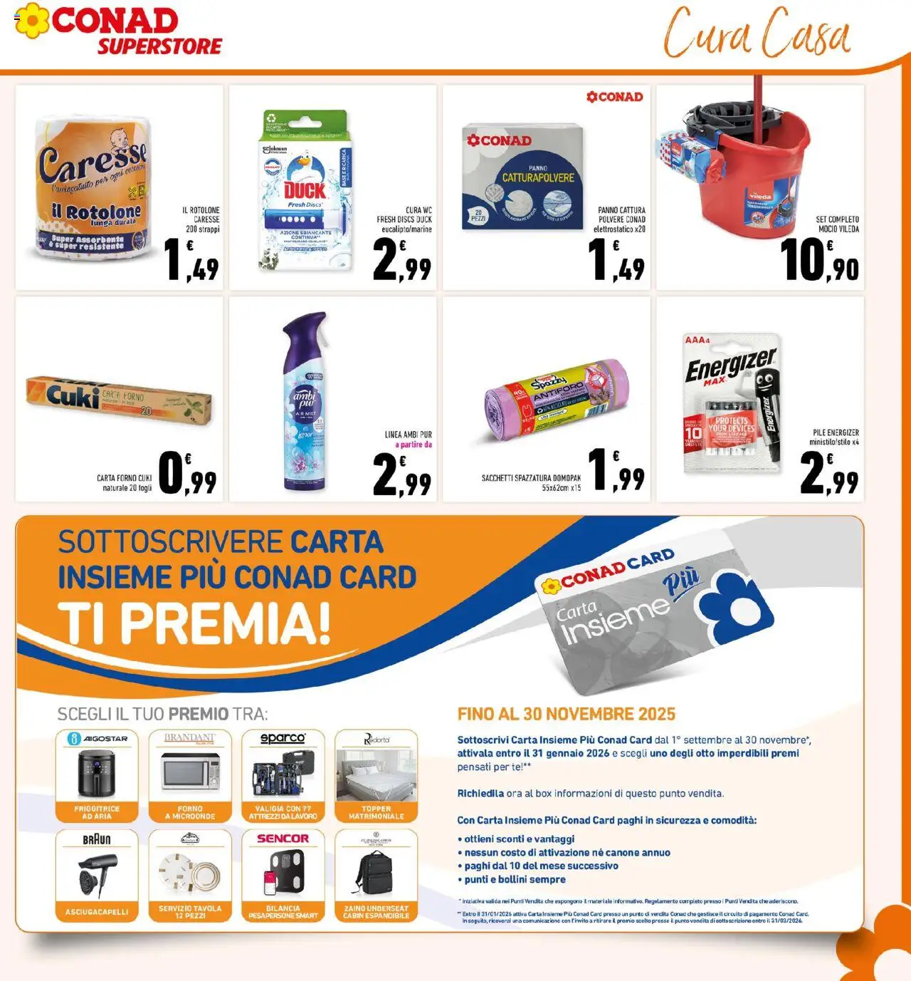 Volantino Conad del 10.09.2025 | Pagina: 25 | Prodotti: Zaino, Bilancia, Asciugacapelli, Friggitrice