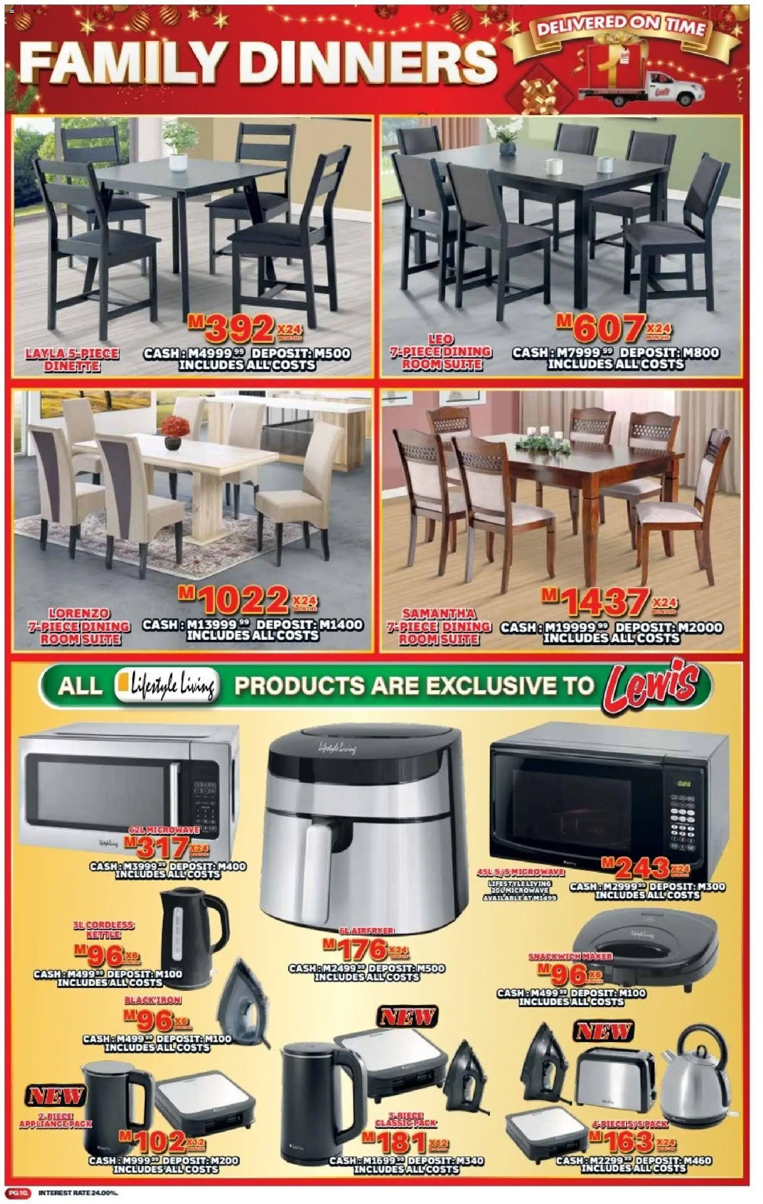 New Lewis Stores catalogue – valid from 08.12.2025 | Page: 10 | Products: Kettle, Dining room suite, Microwave