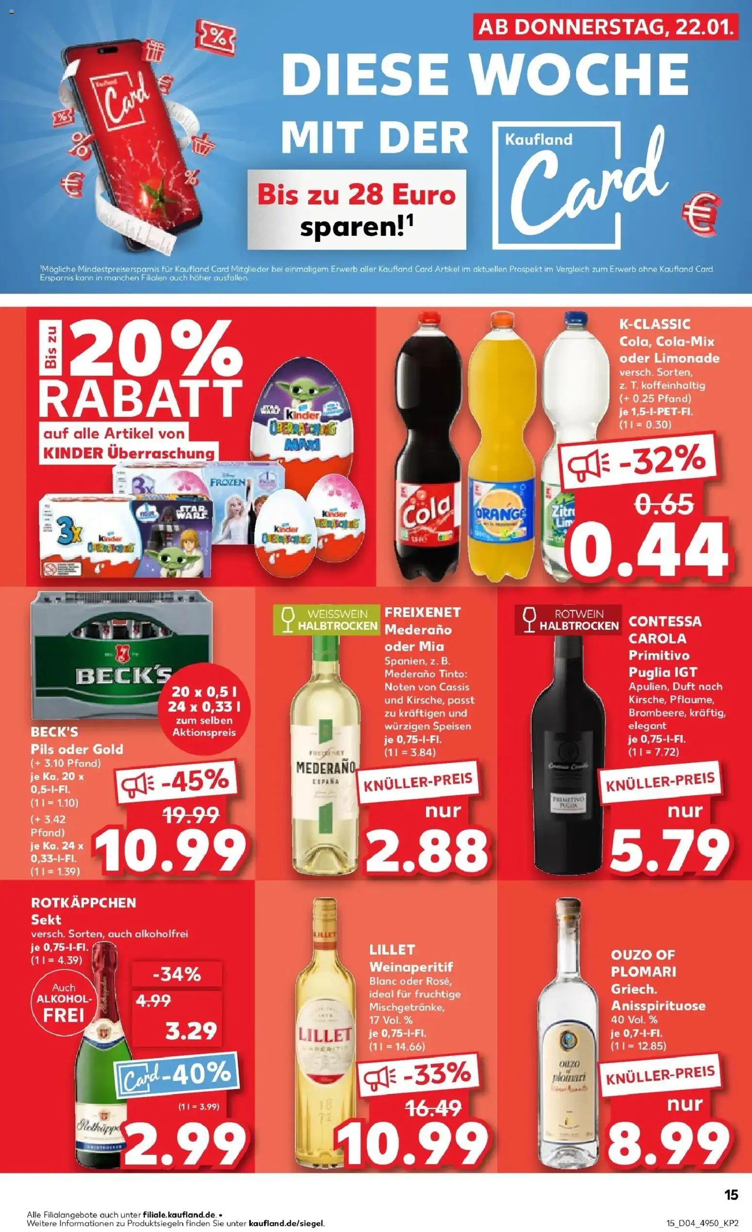 Kaufland prospekt Freiburg Im Breisgau	 – gültig ab 25.01.2026 | Seite: 15 | Produkte: Ouzo, Freixenet, Rotwein, Rotkäppchen