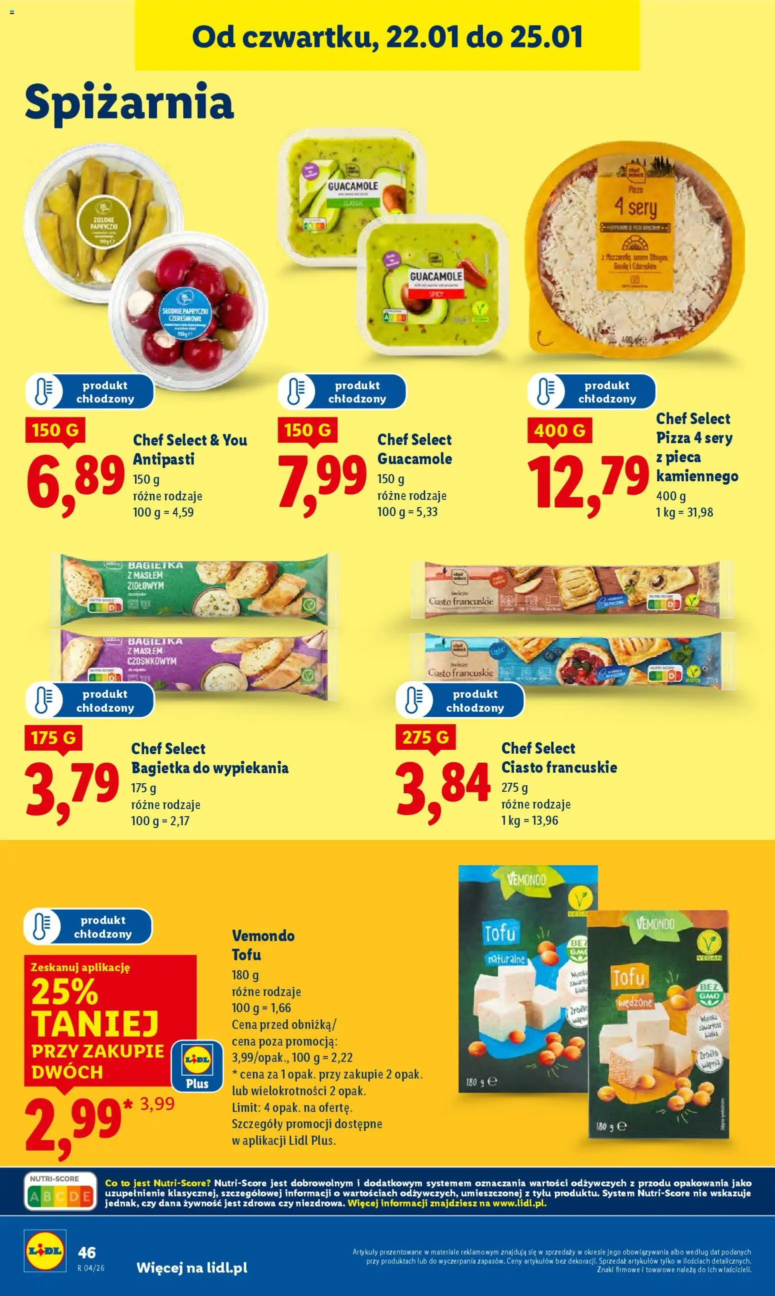 Lidl Gazetka od 22.01.2026 | Strona: 46 | Produkty: Ciasto francuskie, Tofu naturalne, Bagietka, Tofu