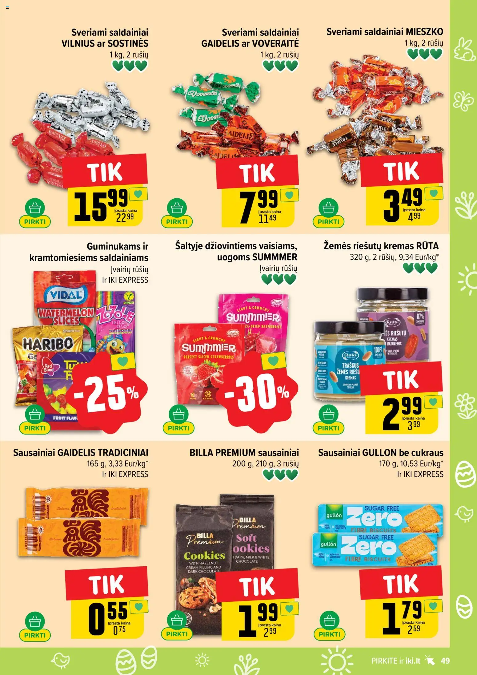 IKI akcijos nuo 16.03.2026 | Puslapis: 49 | Prekių: Sausainiai, Kremas, Saldainiai