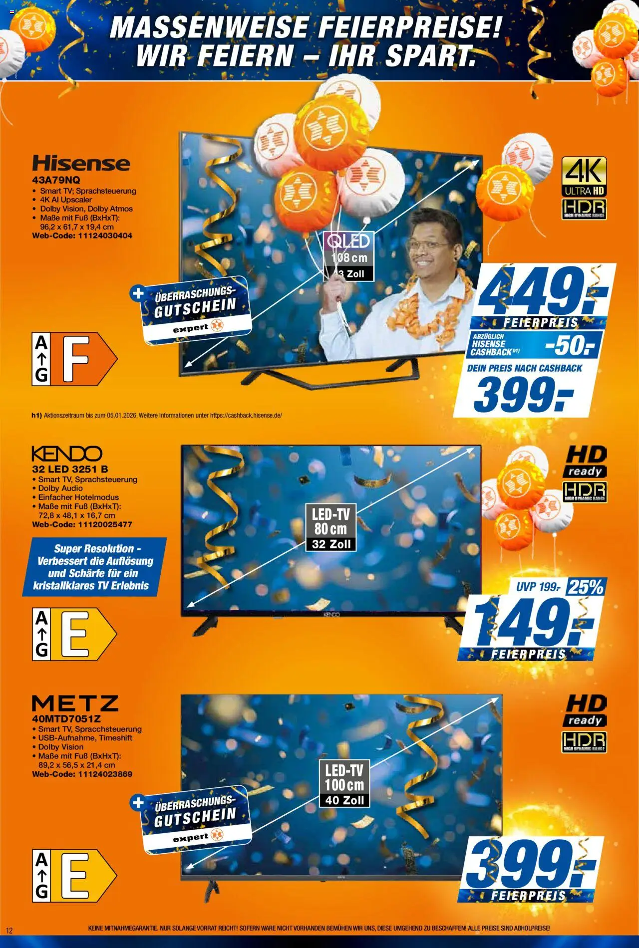 Expert Prospekt 	 – gültig ab 17.10.2025 | Seite: 12 | Produkte: Hisense, TV, Audio