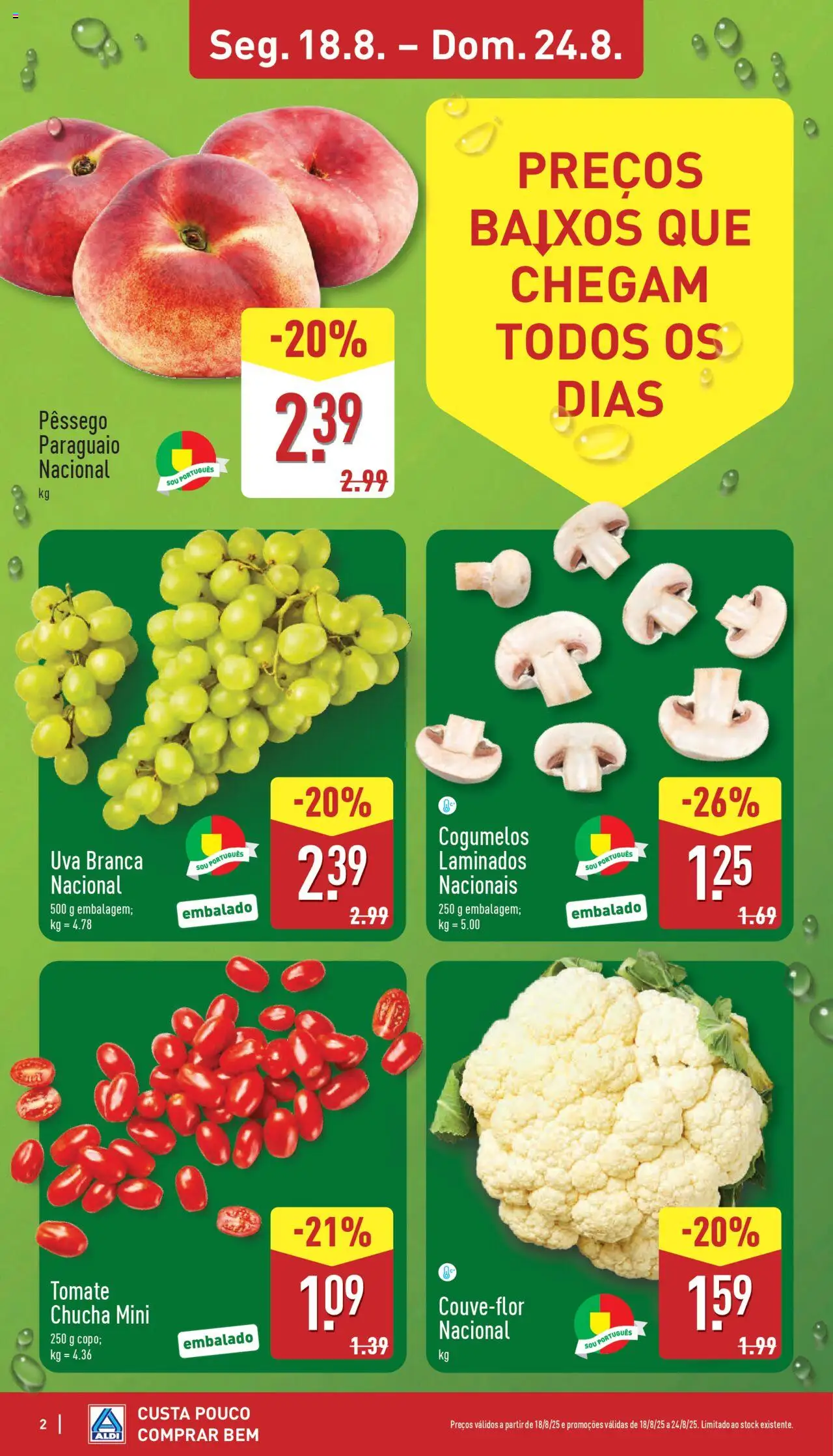 Aldi folheto │ válido de 18.08.2025 | Página: 2 | Produtos: Tomate, Cogumelos