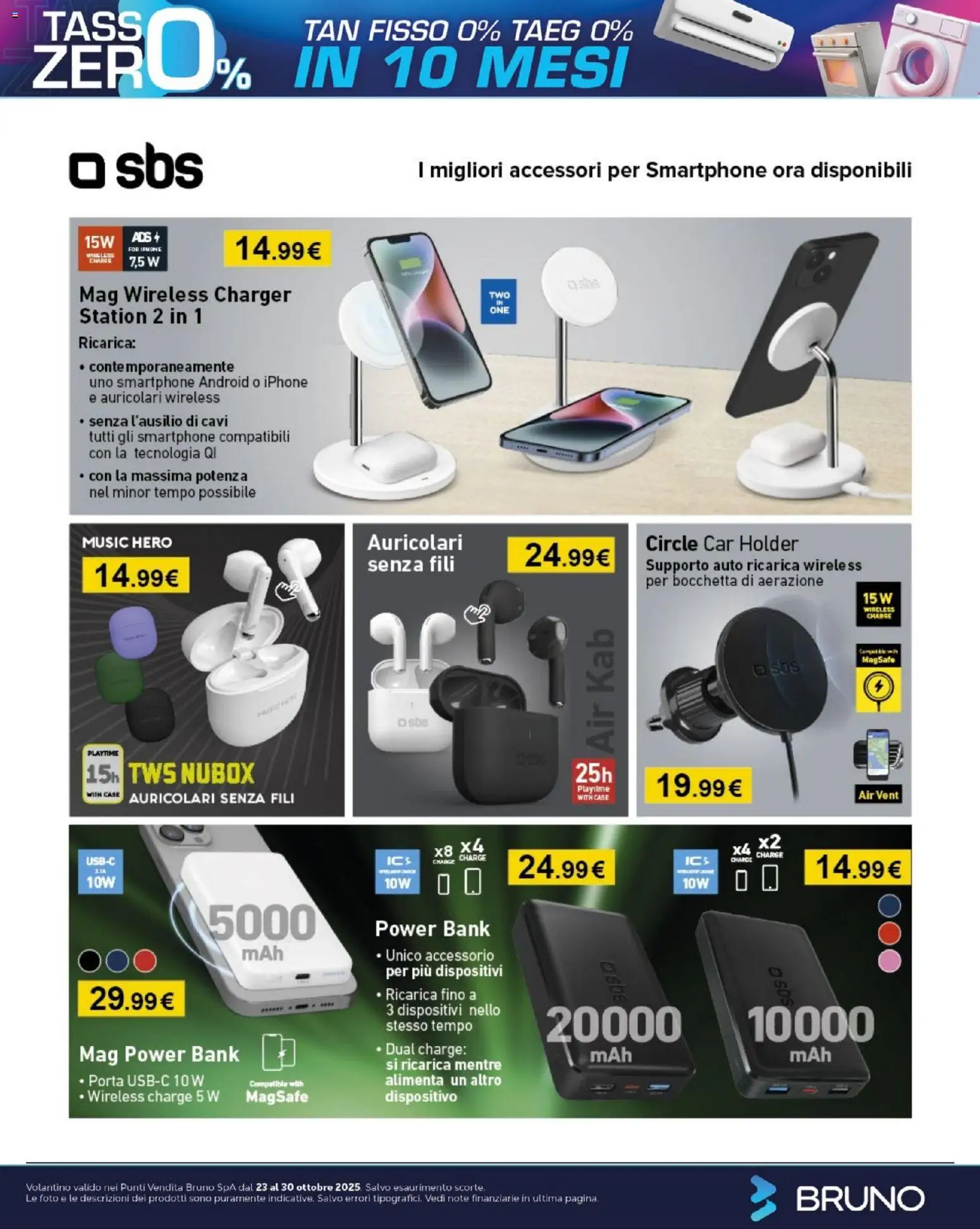Volantino BRUNO del 23.10.2025 | Pagina: 13 | Prodotti: Auricolari, Iphone, Power bank, Smartphone