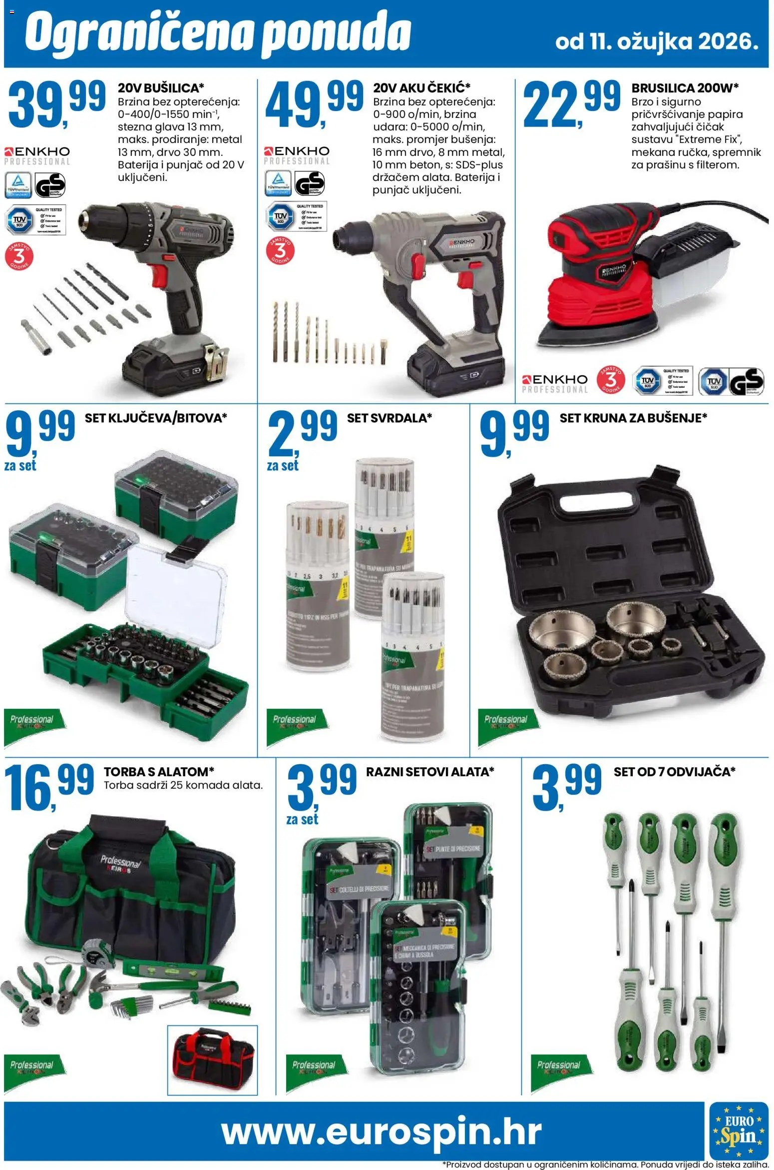 Eurospin katalog | vrijedi od 11.03.2026 | Stranica: 19 | Proizvodi: Brusilica, Baterija, Torba