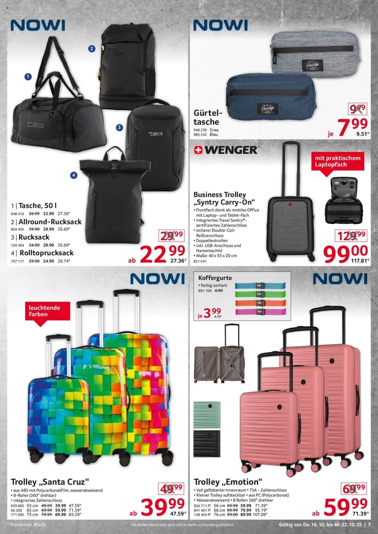 Selgros  Non Food – gültig ab 16.10.2025 | Seite: 7 | Produkte: Tasche, Laptop, Rucksack, Gürtel