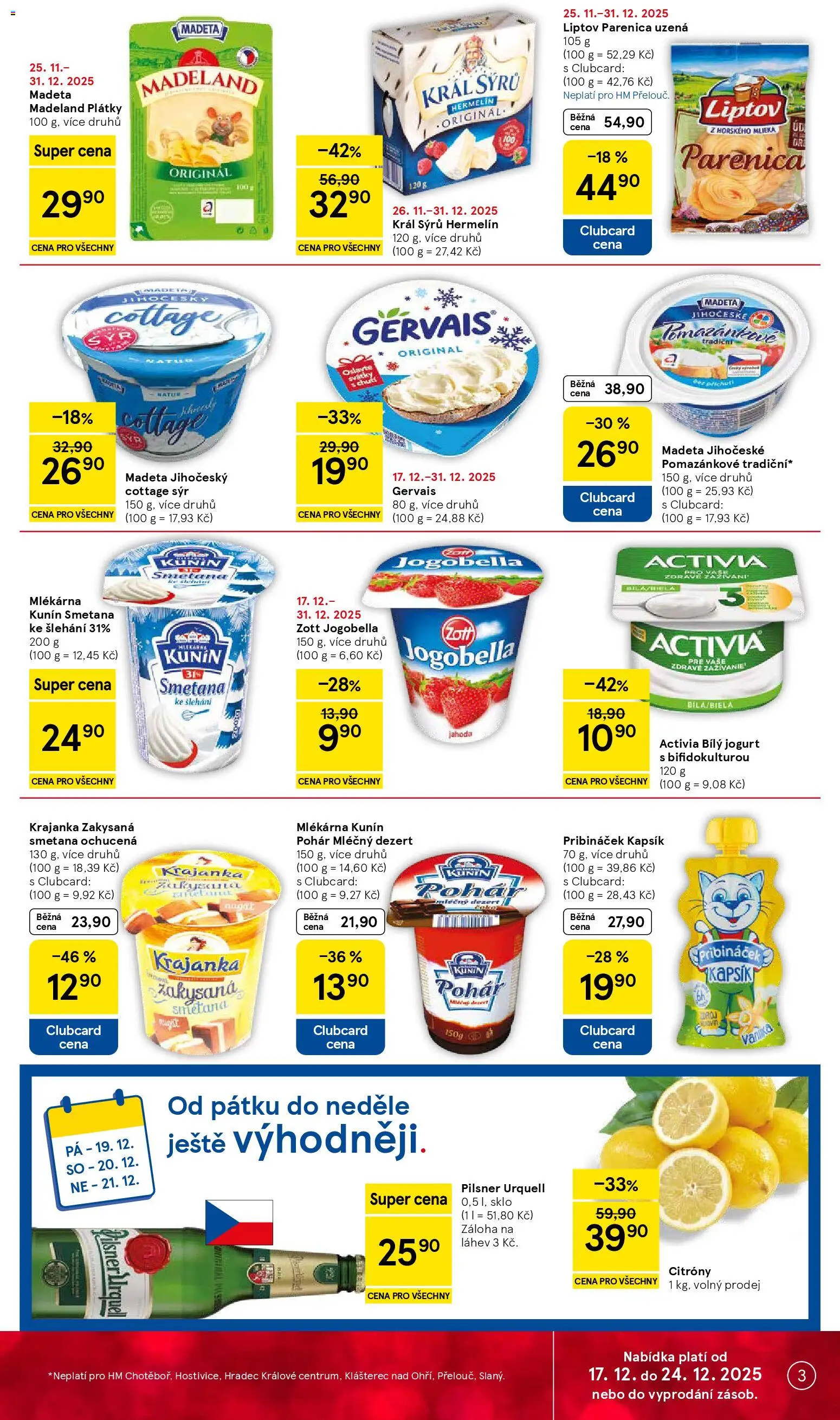 Tesco leták - Hypermarket od 17.12.2025 | Strana: 3 | Produkty: Hermelín, Pilsner, Cd, Cottage cheese