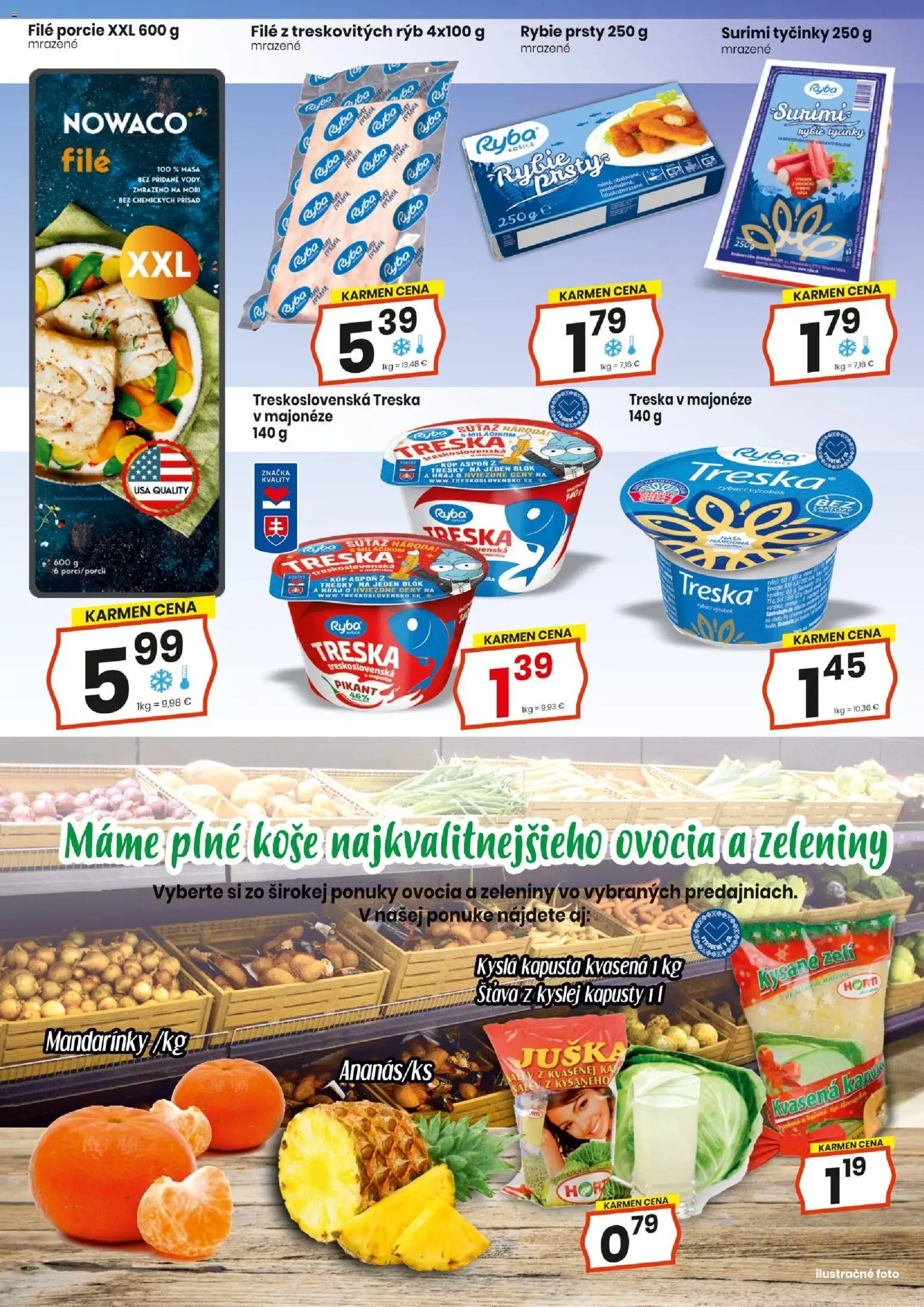 Nové KARMEN CBA akcie – leták je platný od 01.12.2025 | Strana: 16 | Produkty: Ryby, Ryba, Mandarinky, Treska