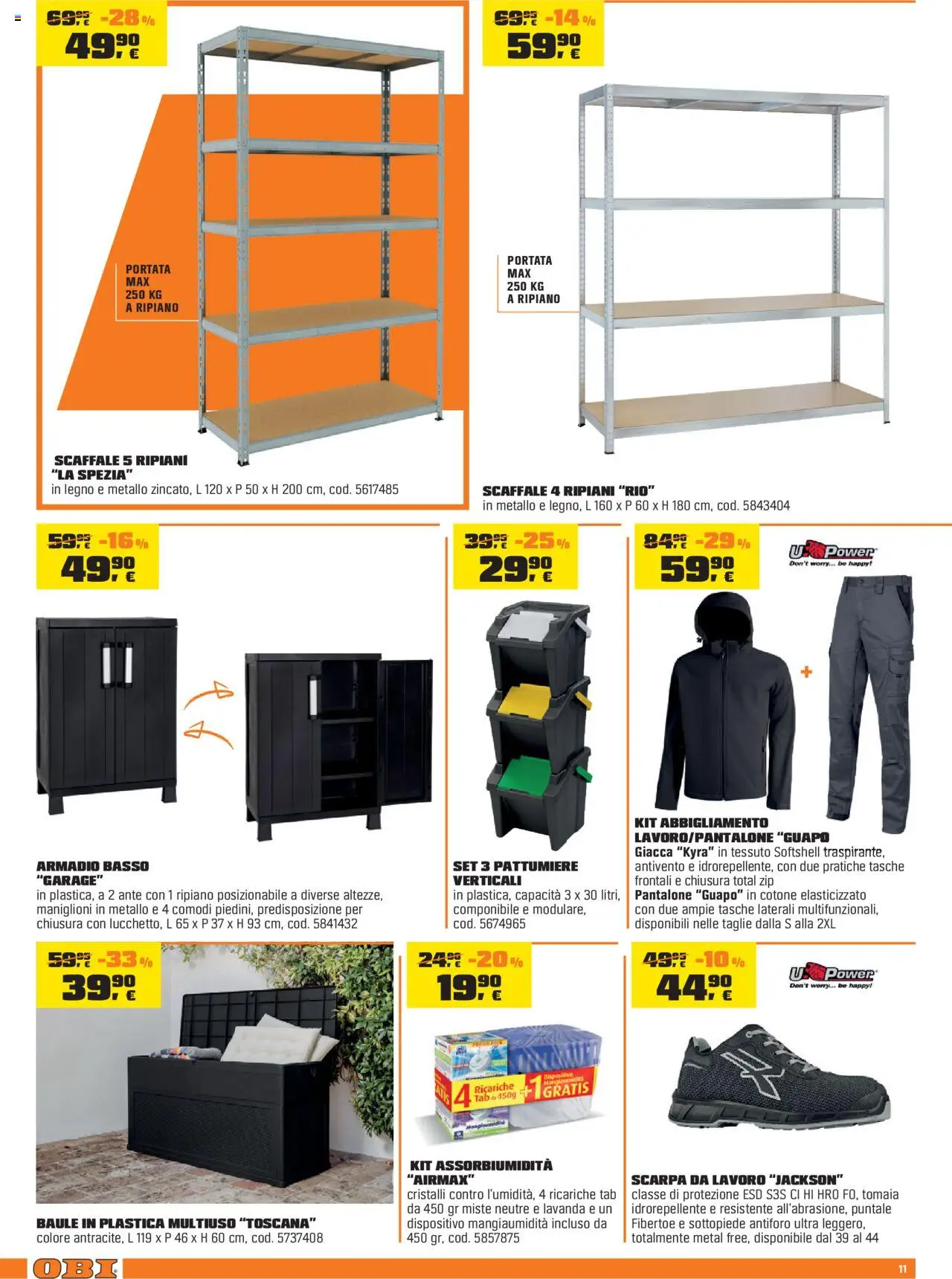 Volantino OBI del 02.10.2025 | Pagina: 11 | Prodotti: Ripiano, Scaffale, Baule, Armadio