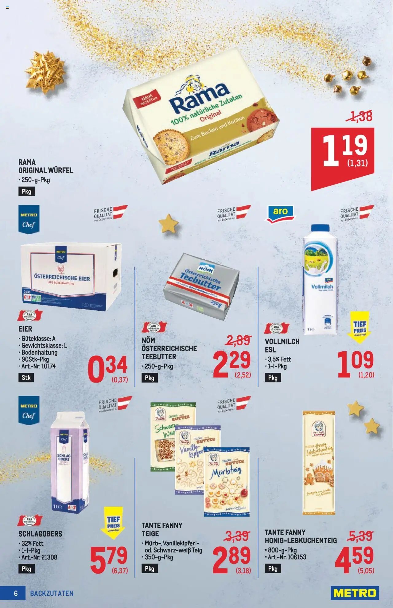 Metro Backen Spezial gültig ab 16.10.2025 | Seite: 6 | Produkte: Milch, Butter, Eier