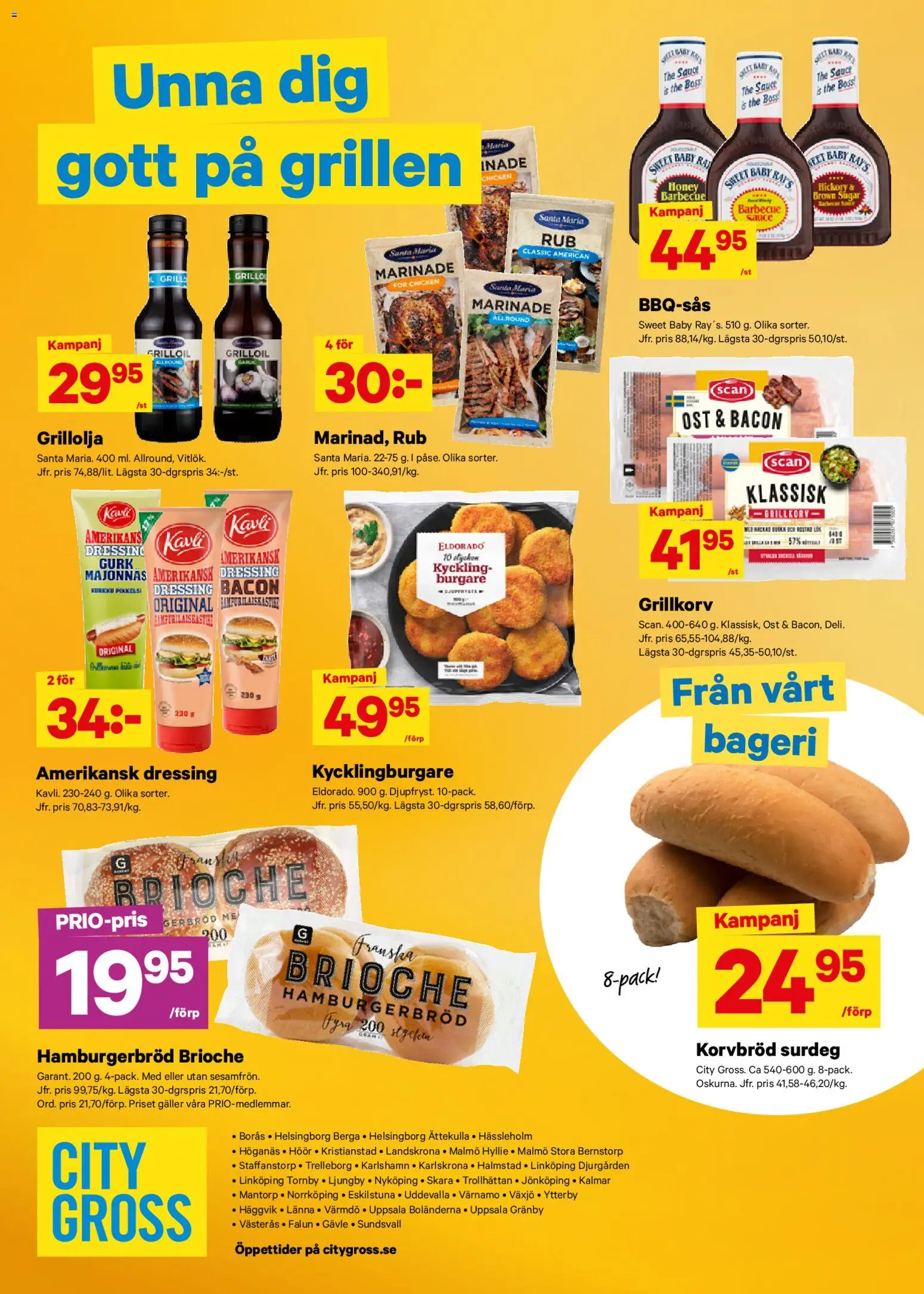 City Gross reklamblad aktuell från 27.04.2026 | Sida: 12 | Produkter: Bageri, Bacon, Korvbröd, Majonnäs