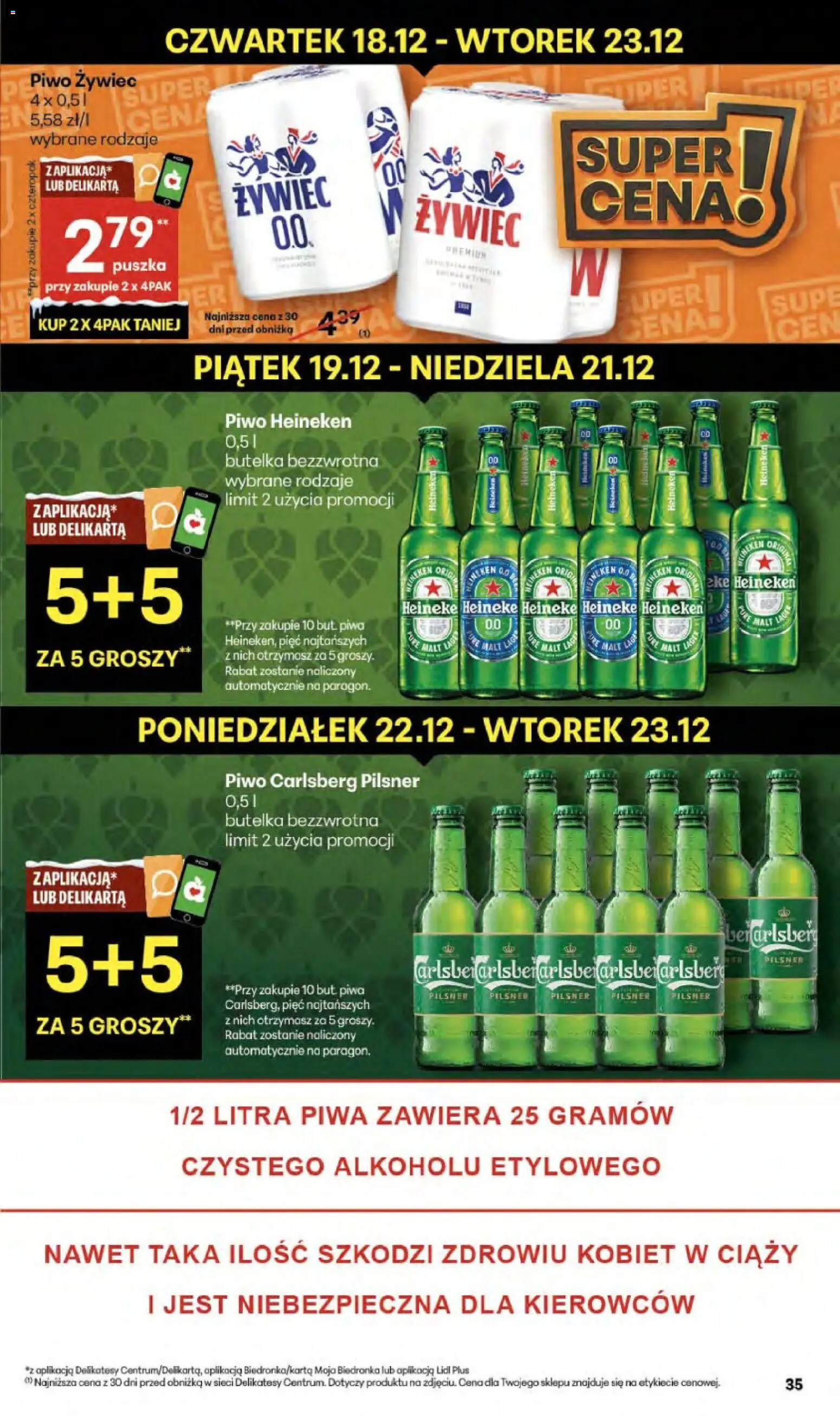 Delikatesy Centrum Gazetka od 18.12.2025 | Strona: 35 | Produkty: Delikatesy, Piwo Carlsberg, Piwo, Heineken