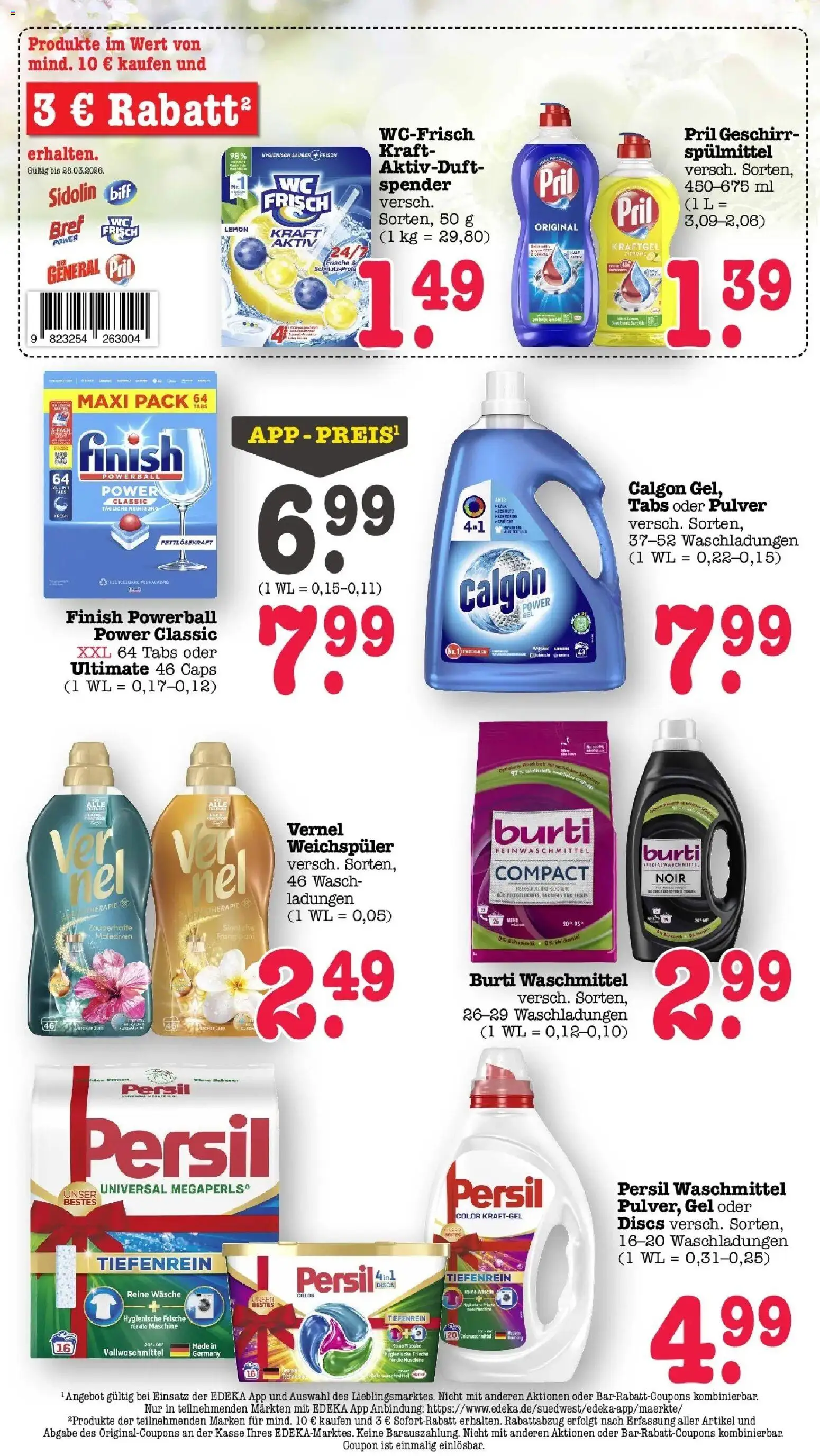 Angebote – gültig ab 23.03.2026 | Seite: 58 | Produkte: Weichspüler, Pril, Vernel, Persil