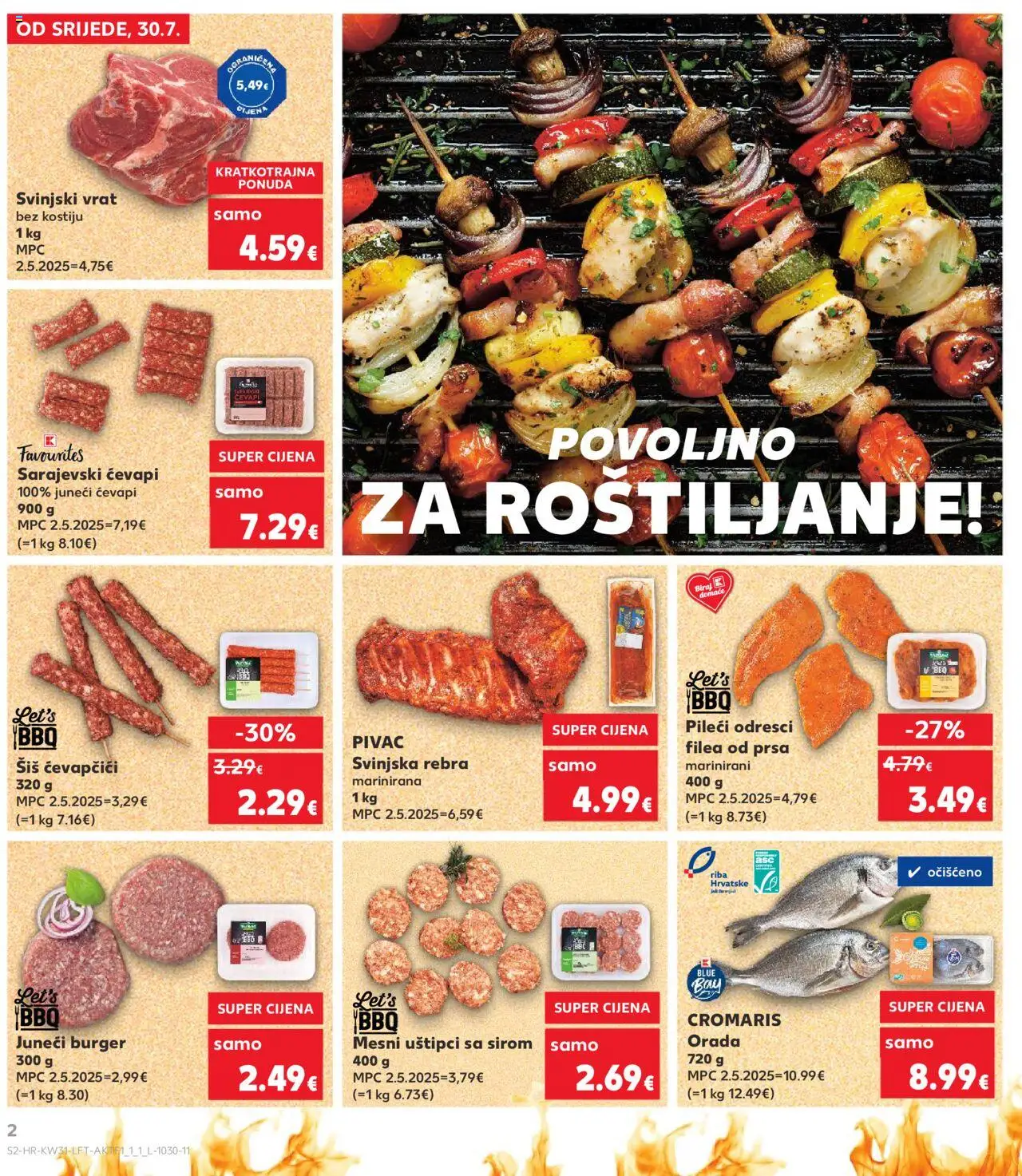 Kaufland katalog | vrijedi od 30.07.2025 | Stranica: 2 | Proizvodi: Svinjski vrat, Riba, Ćevapčići