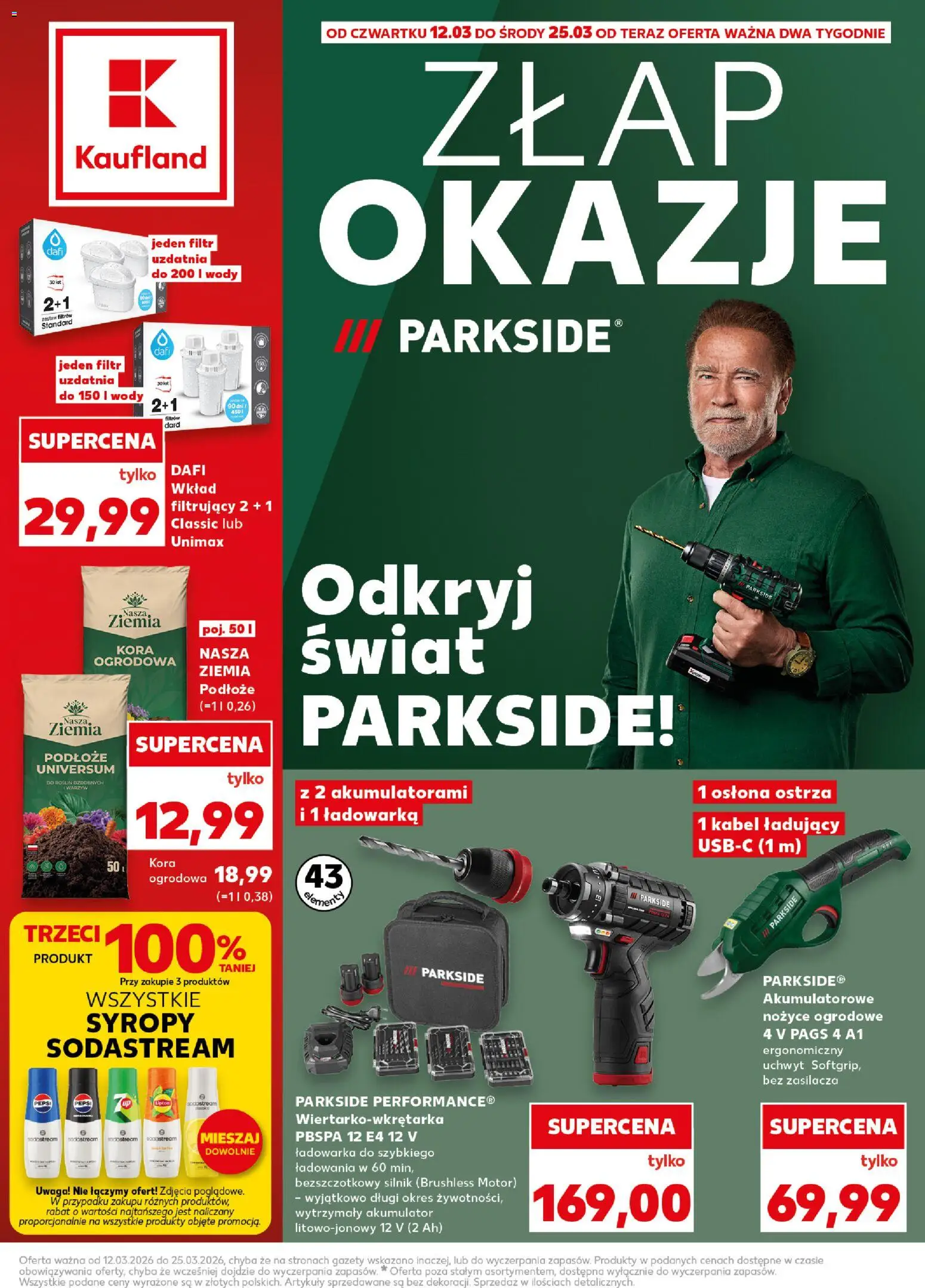 Kaufland Polsko leták - Złap okazje od 12.03.2026 | Strana: 1 | Produkty: Parkside, Pepsi, Kabel, Sodastream