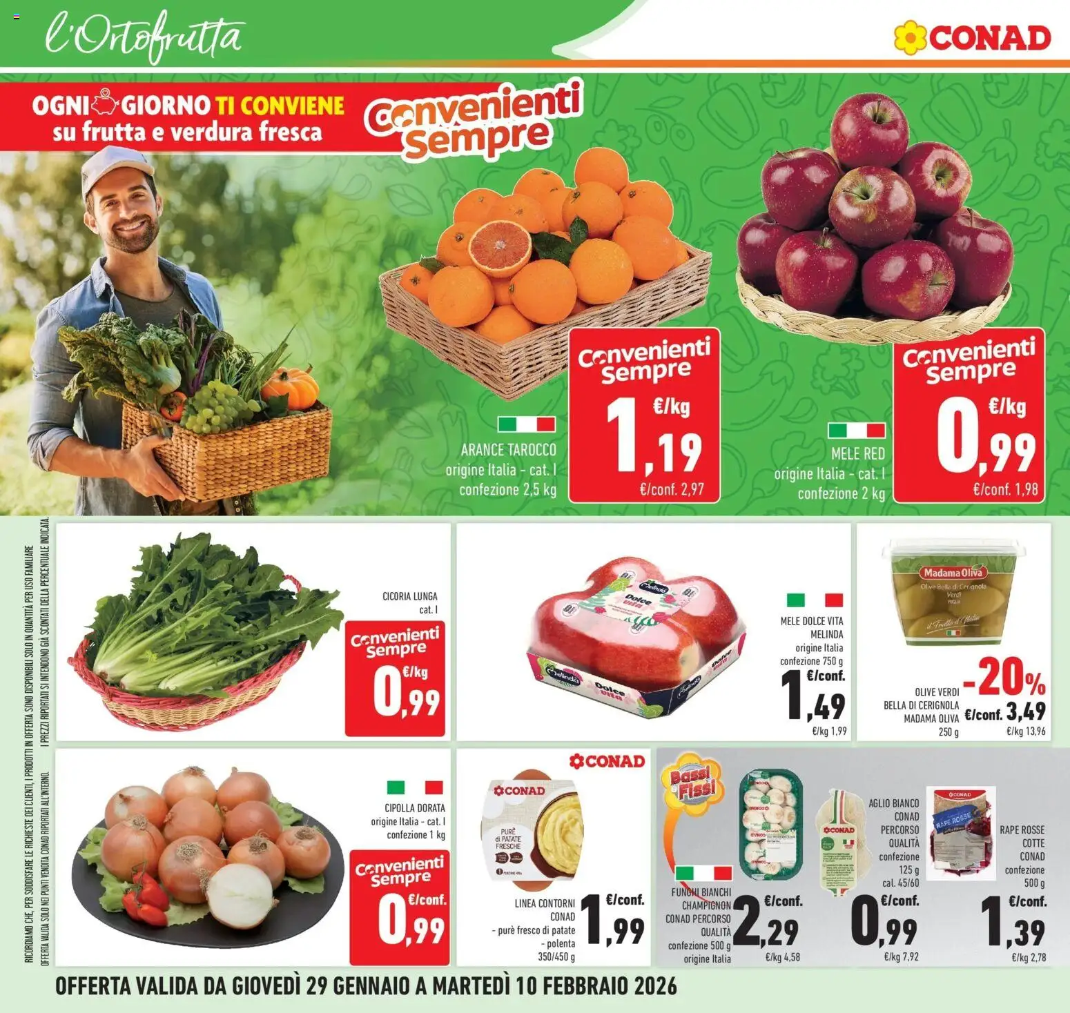 Volantino Conad del 29.01.2026 | Pagina: 6 | Prodotti: Mele, Arance, Patate, Frutta